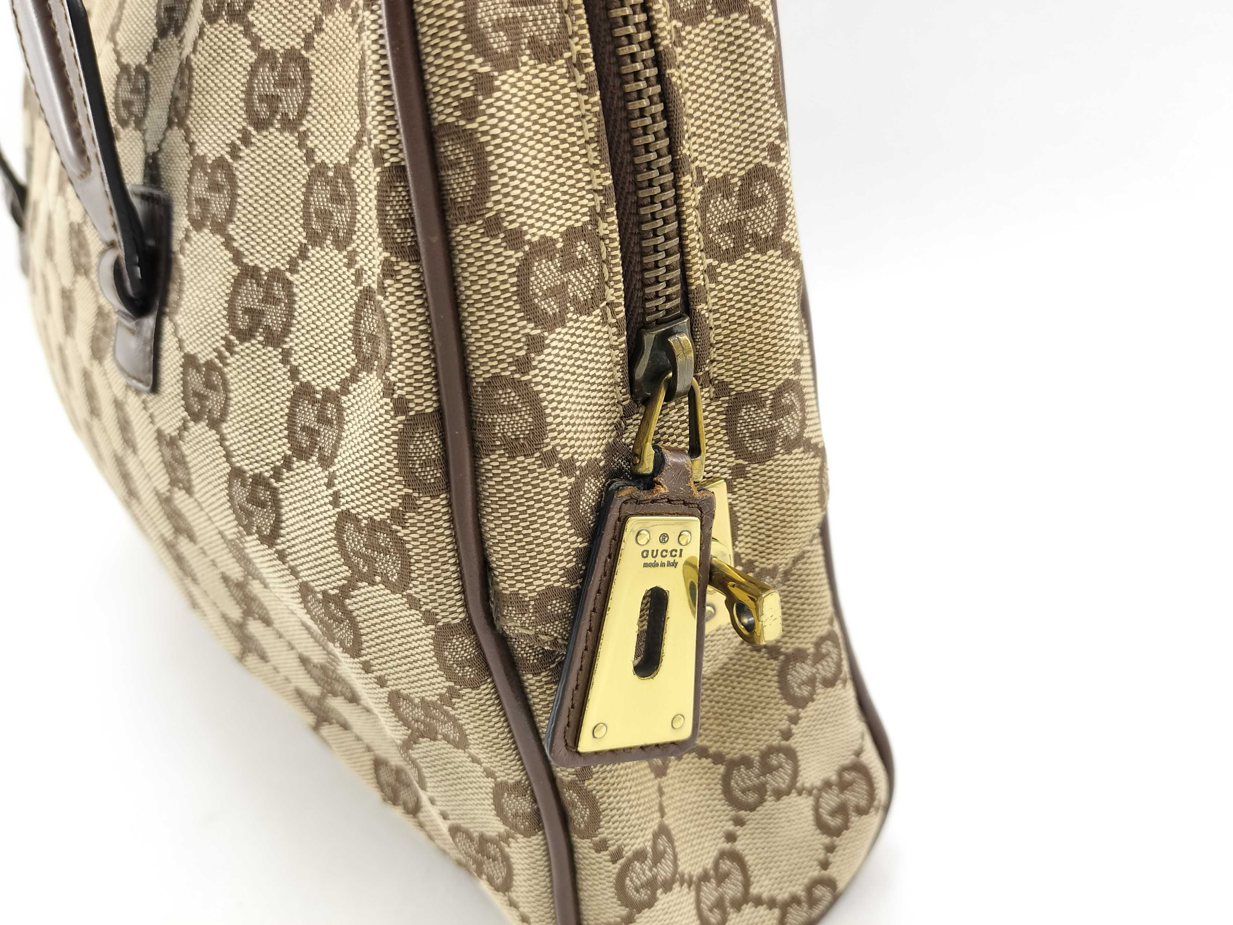 GG Canvas Leather Tote Bag, Beige x Brown Shoulder Bag — view 3