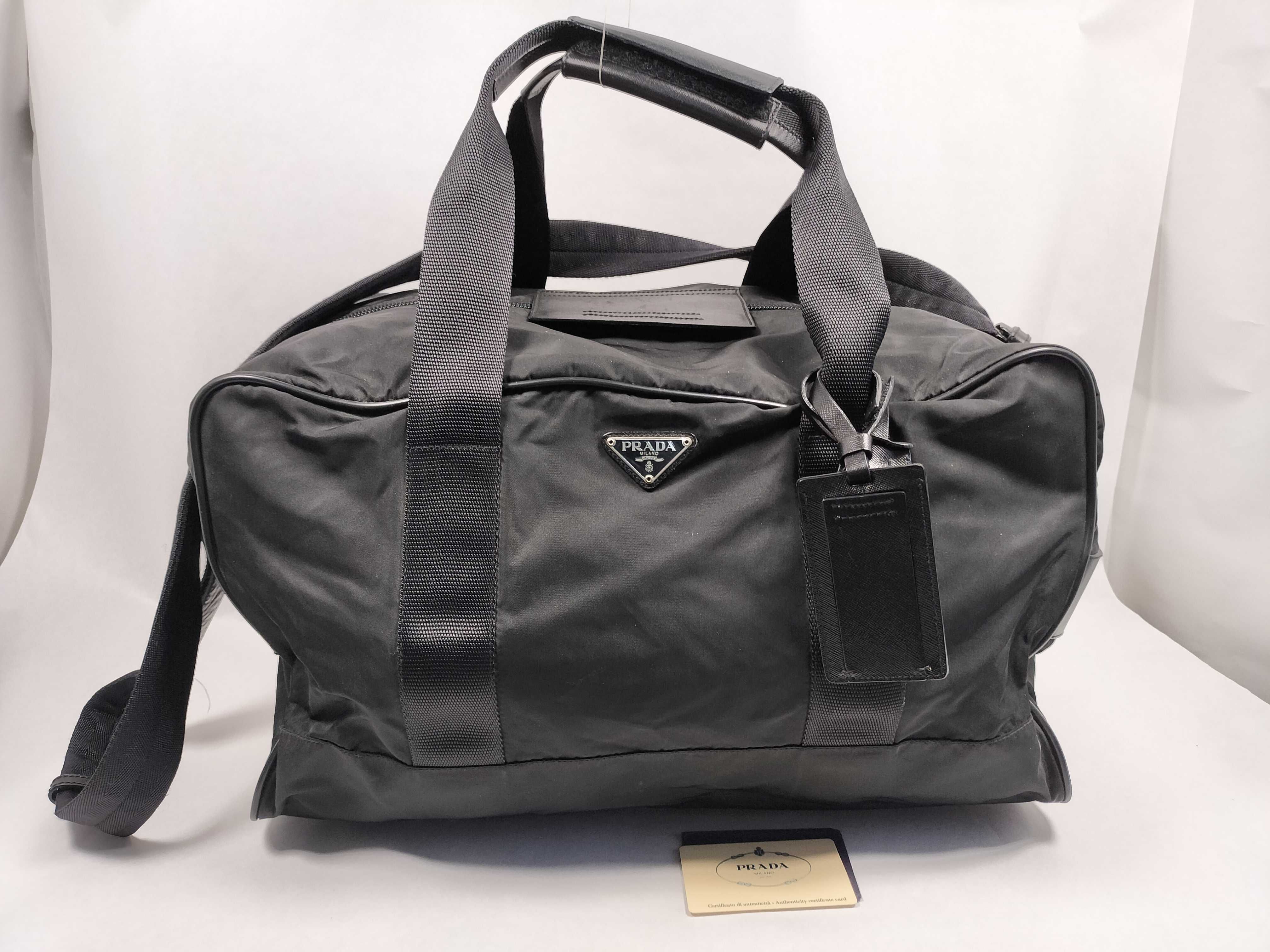 Nylon 2-Way Boston Bag, Black