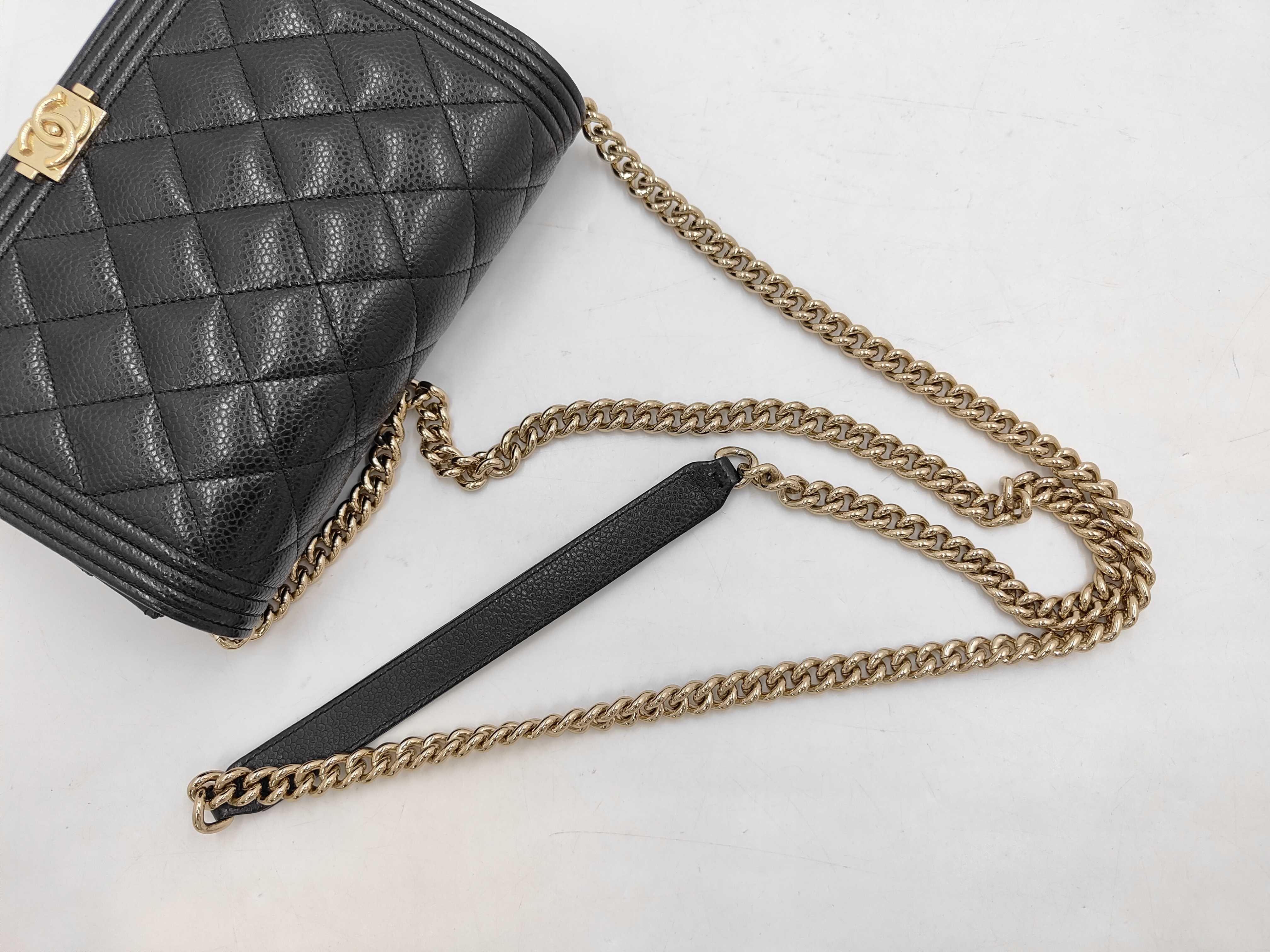 Boy Chanel Chain Wallet, Black with Gold Hardware, Shoulder Bag — view 3