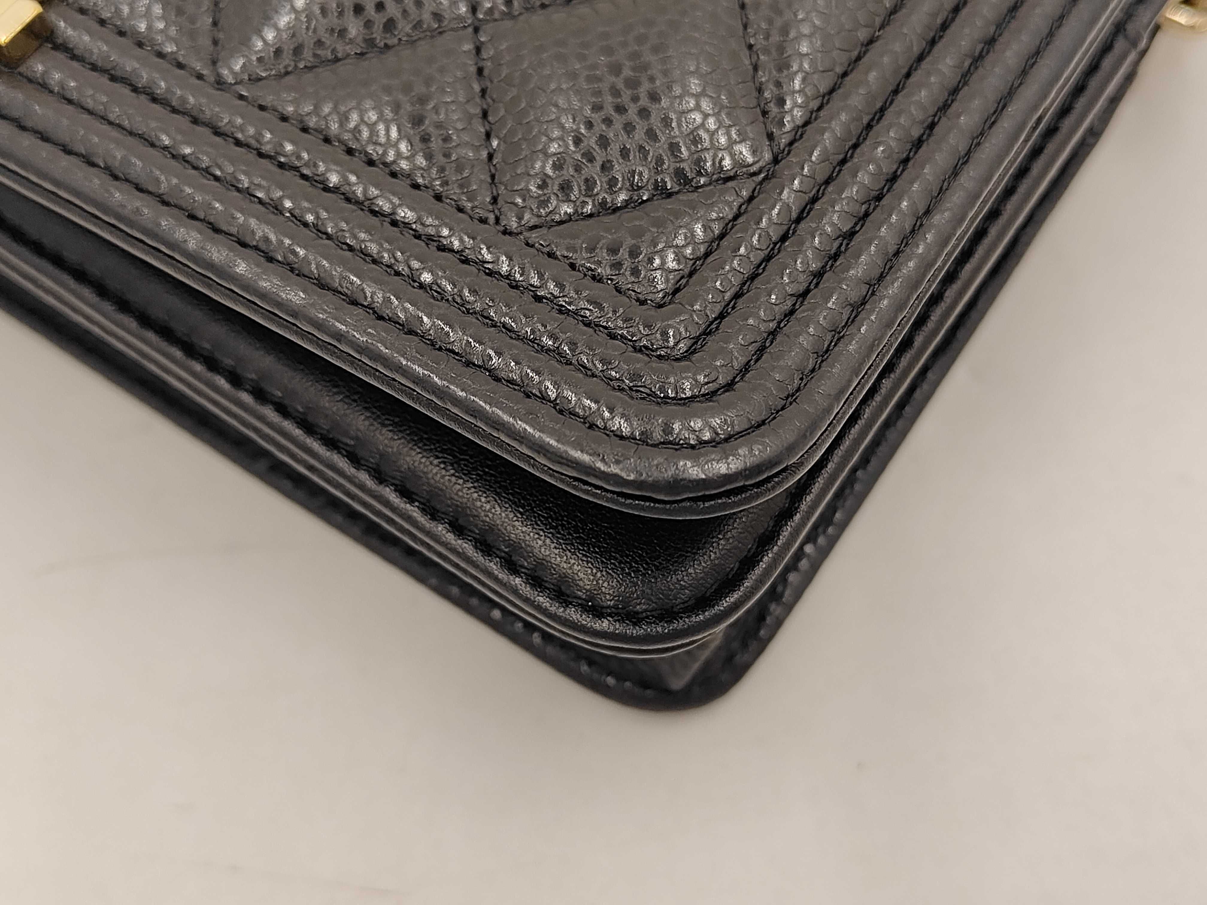 Boy Chanel Chain Wallet, Black with Gold Hardware, Shoulder Bag — view 7