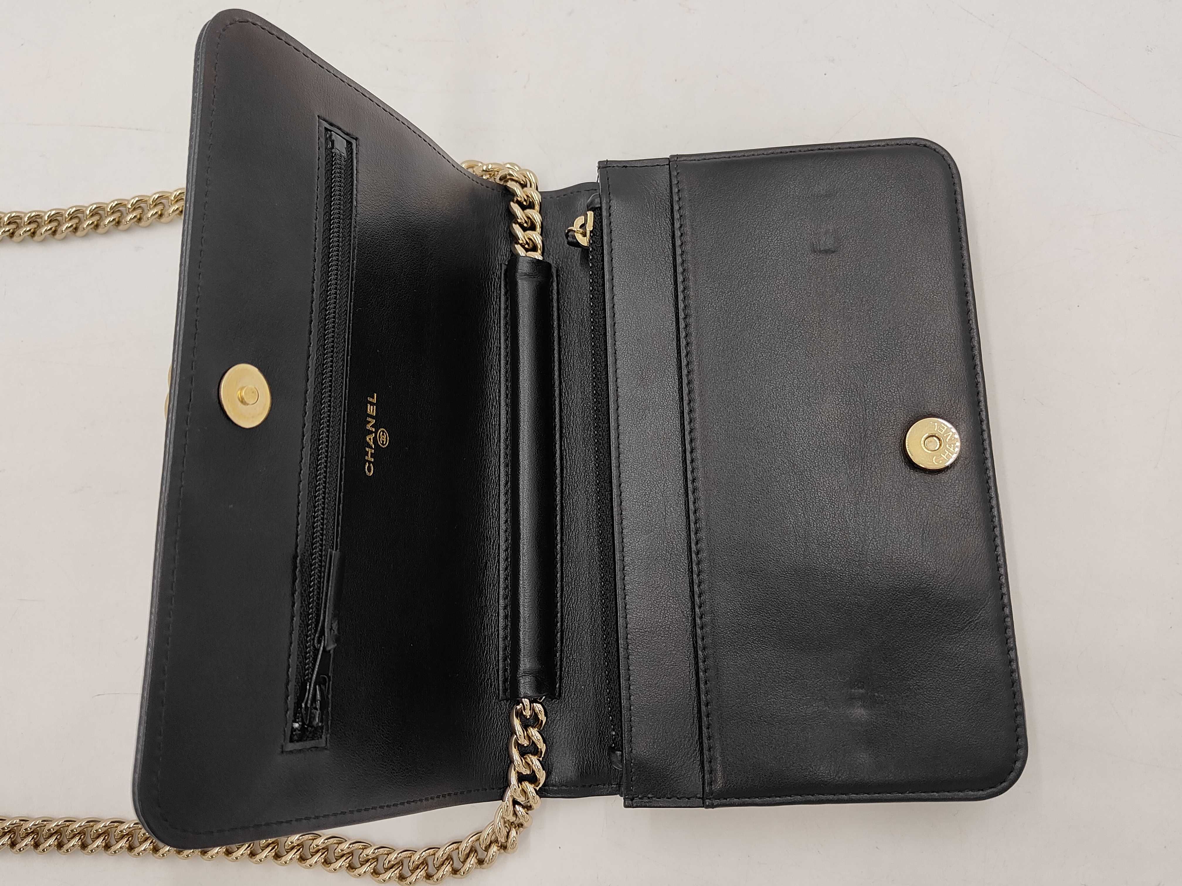 Boy Chanel Chain Wallet, Black with Gold Hardware, Shoulder Bag — view 9