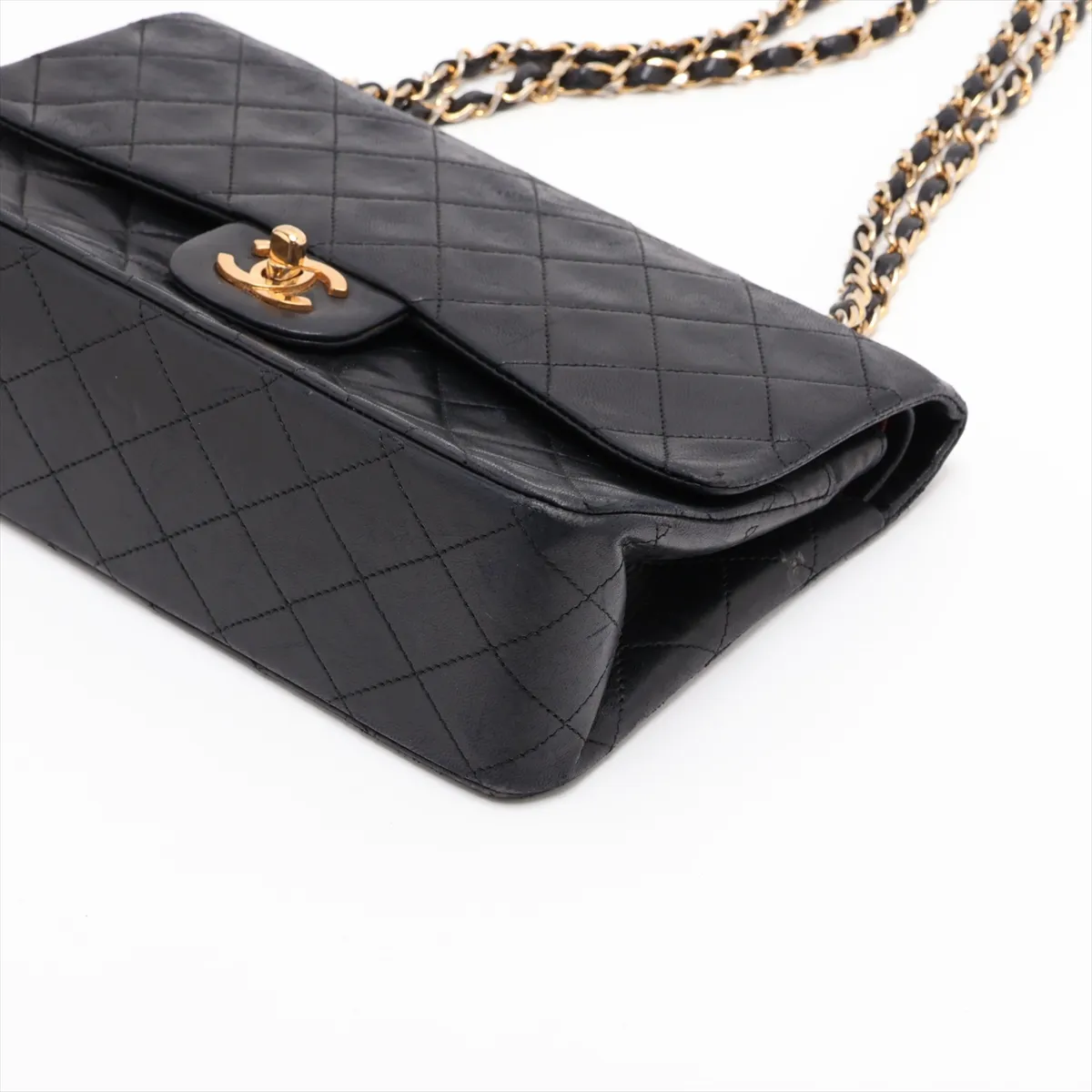 Matelassé 25 Lambskin Double Flap Double Chain Bag, Black with Gold Hardware, 0451964 (Serial Number in the 0s, A01112) — view 3