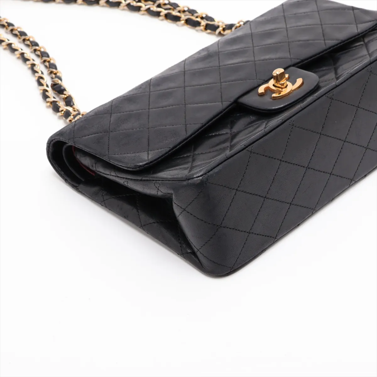 Matelassé 25 Lambskin Double Flap Double Chain Bag, Black with Gold Hardware, 0451964 (Serial Number in the 0s, A01112) — view 4