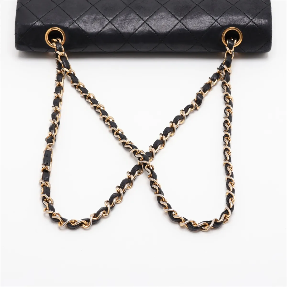 Matelassé 25 Lambskin Double Flap Double Chain Bag, Black with Gold Hardware, 0451964 (Serial Number in the 0s, A01112) — view 5