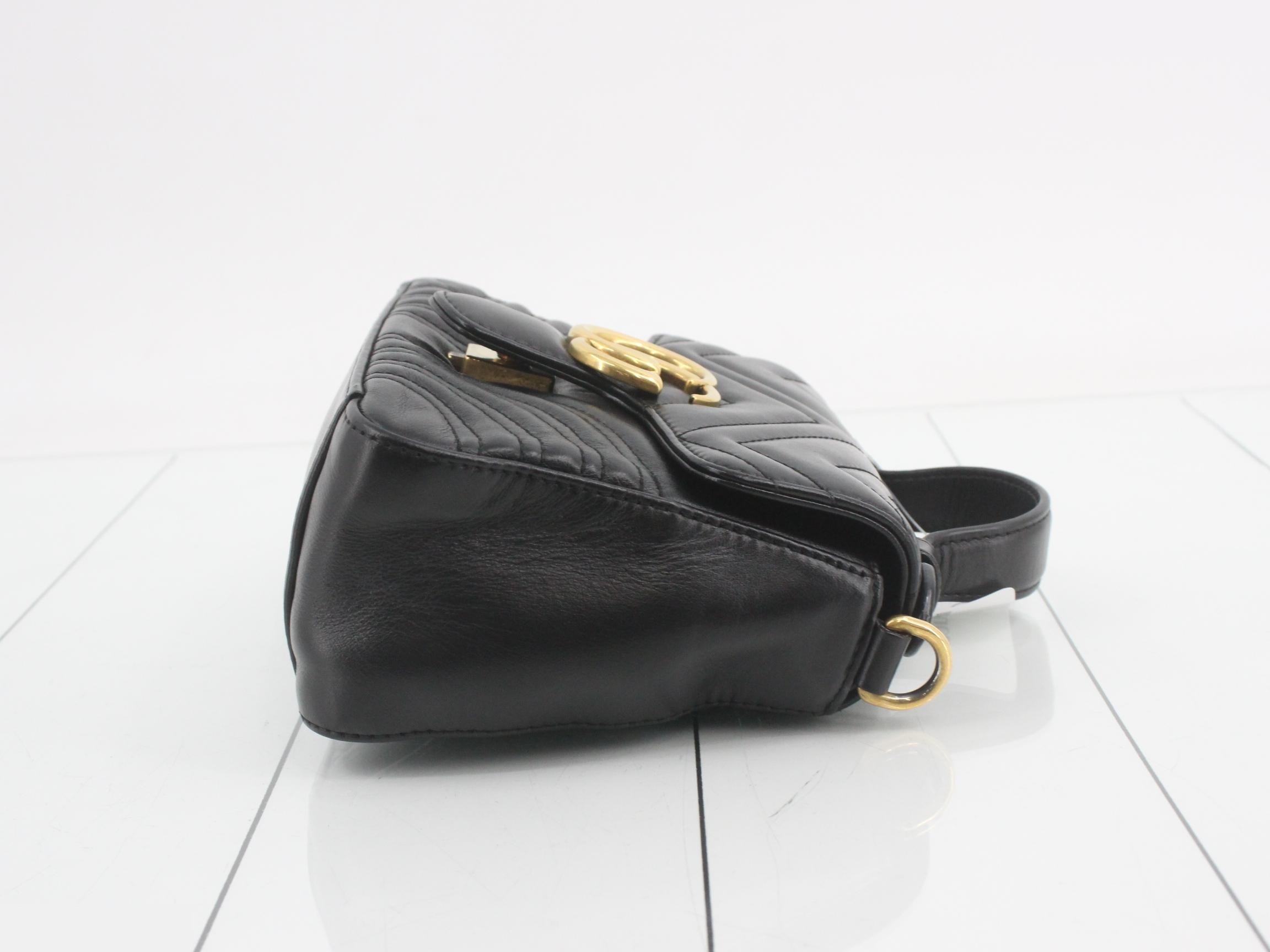 GG Marmont Leather 2-Way Handbag, Black — view 3