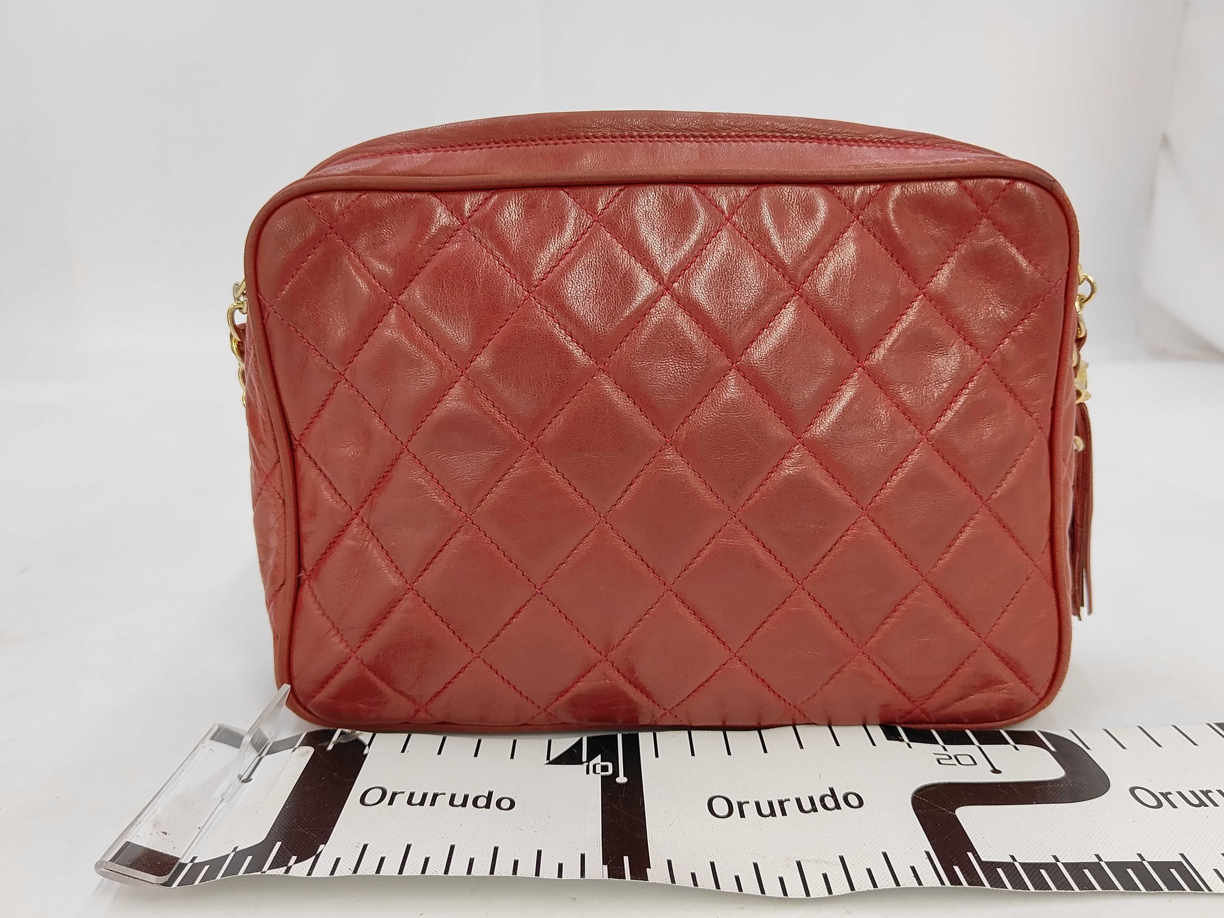 0820046 Shoulder Bag, Chain Shoulder Bag, Matelassé, Fringe, Lambskin, Red Shoulder Bag — view 2