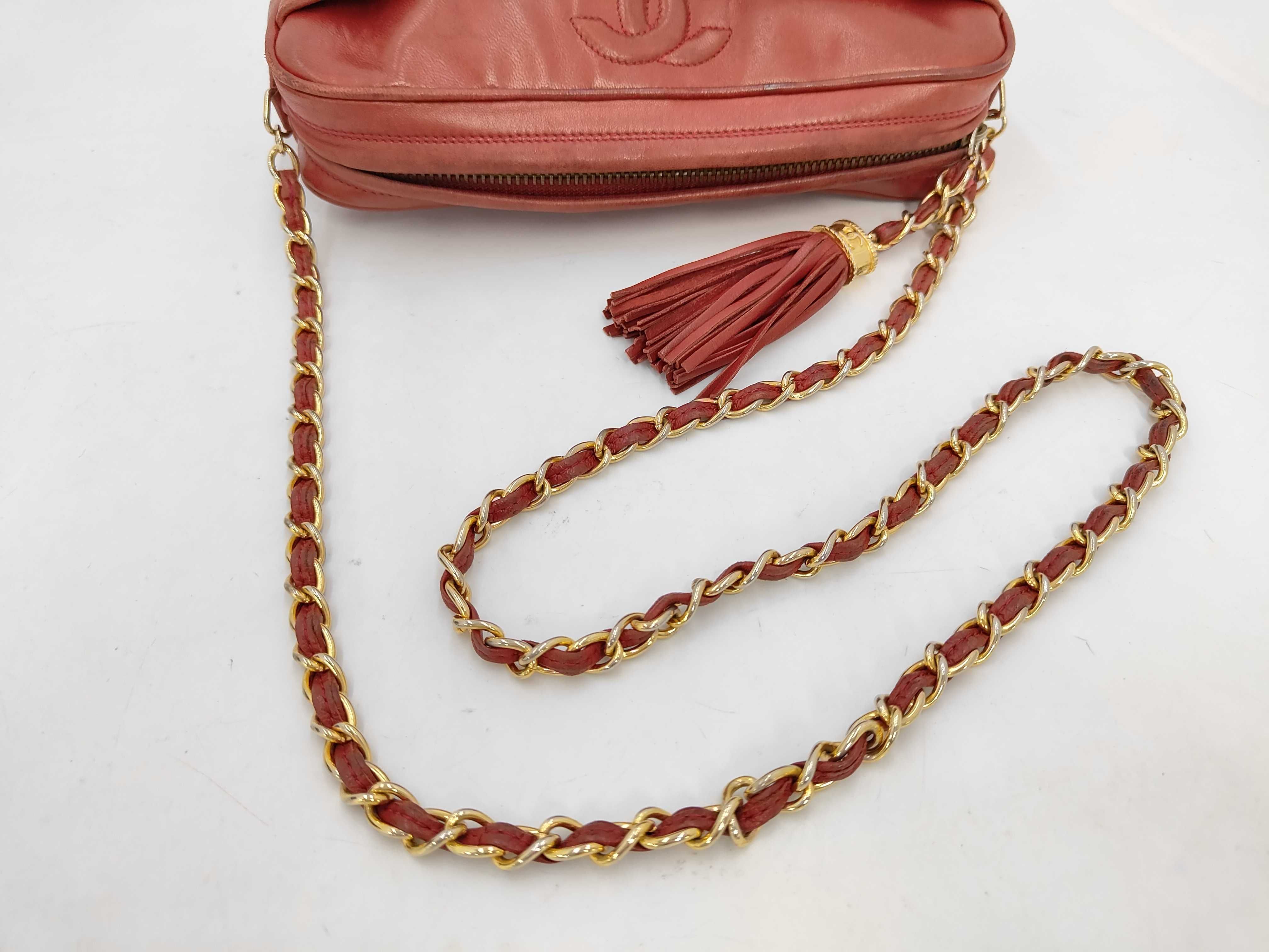 0820046 Shoulder Bag, Chain Shoulder Bag, Matelassé, Fringe, Lambskin, Red Shoulder Bag — view 5