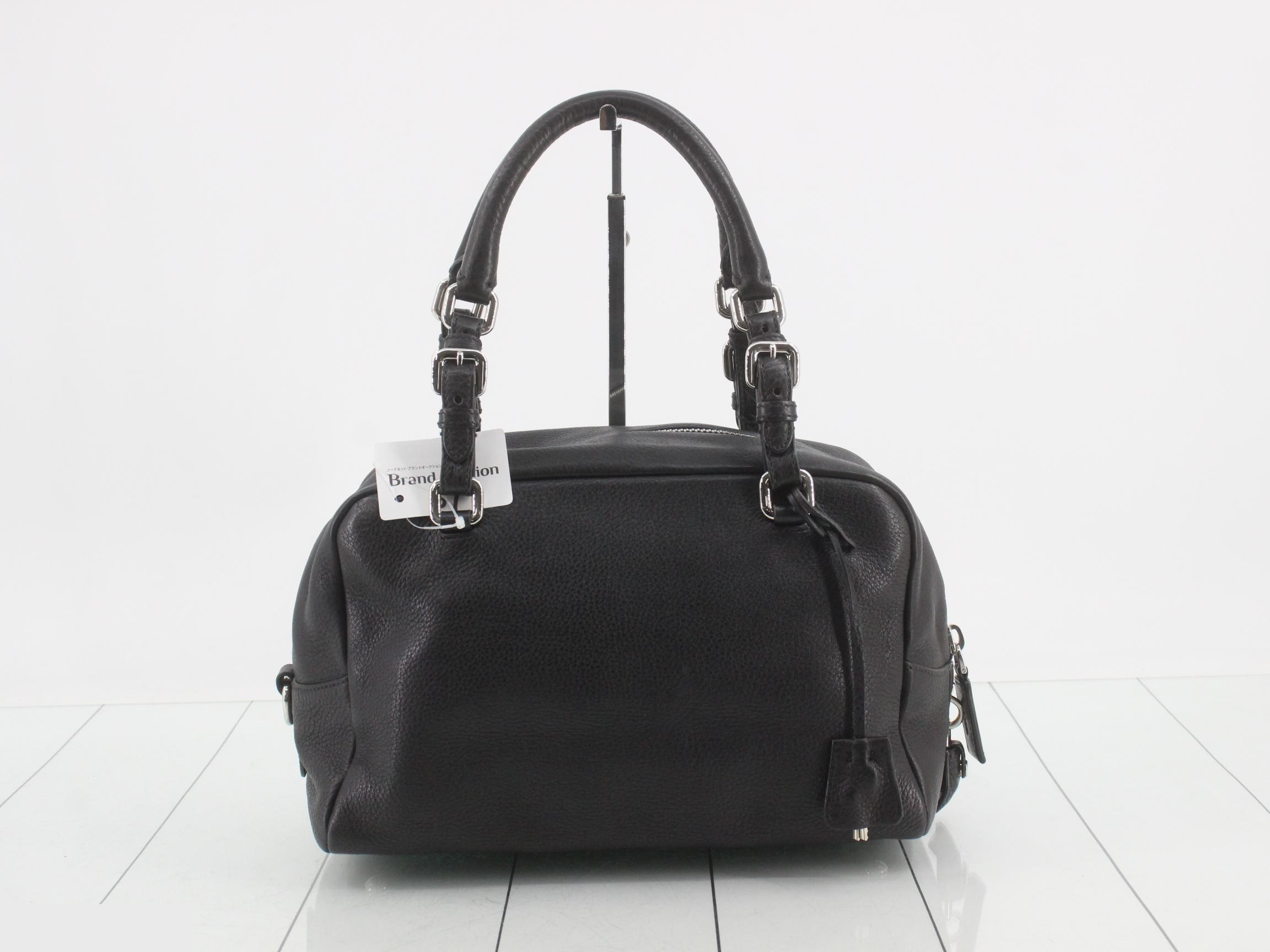 Leather logo semi-shoulder bag, black — view 2