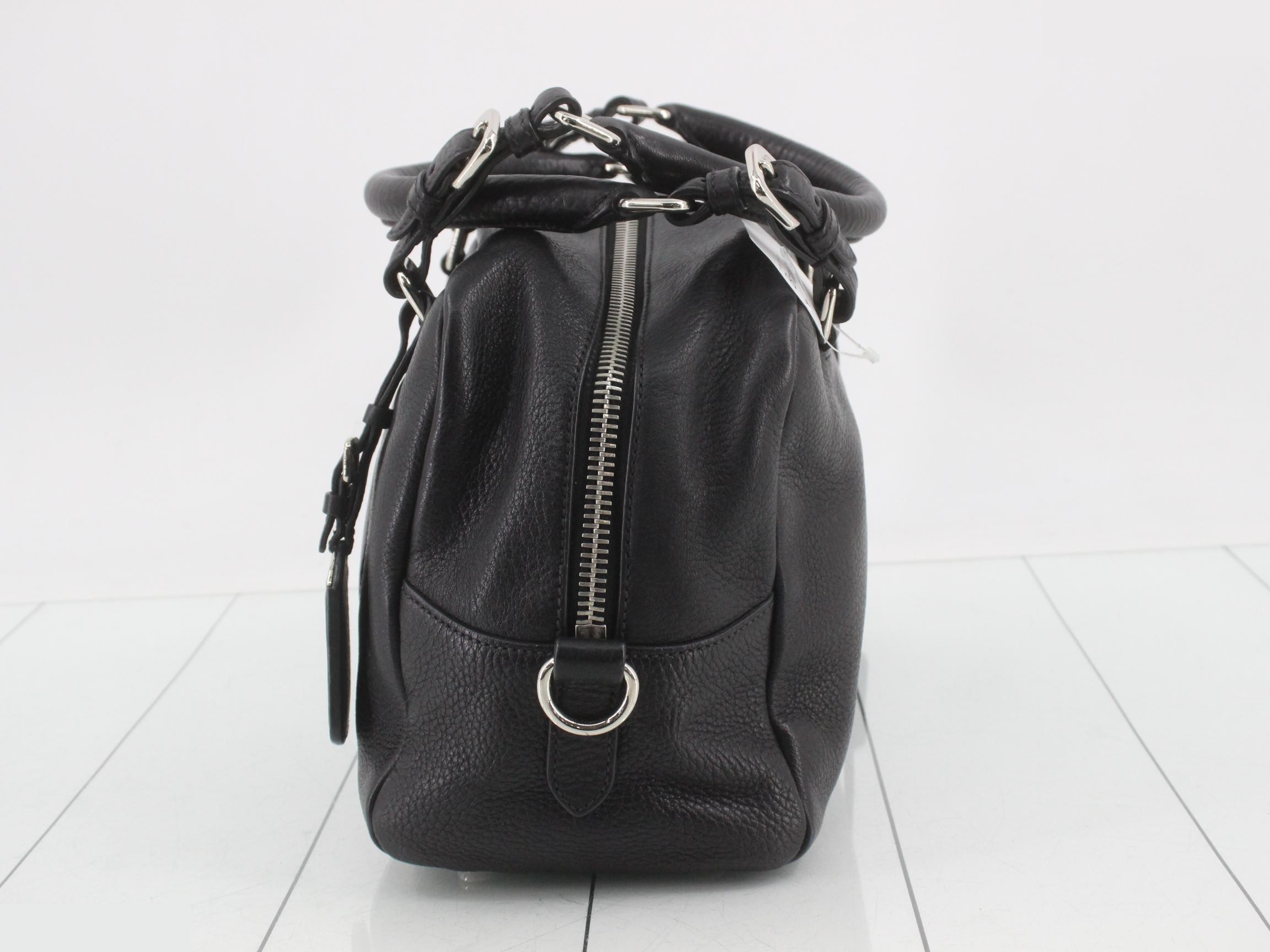Leather logo semi-shoulder bag, black — view 3