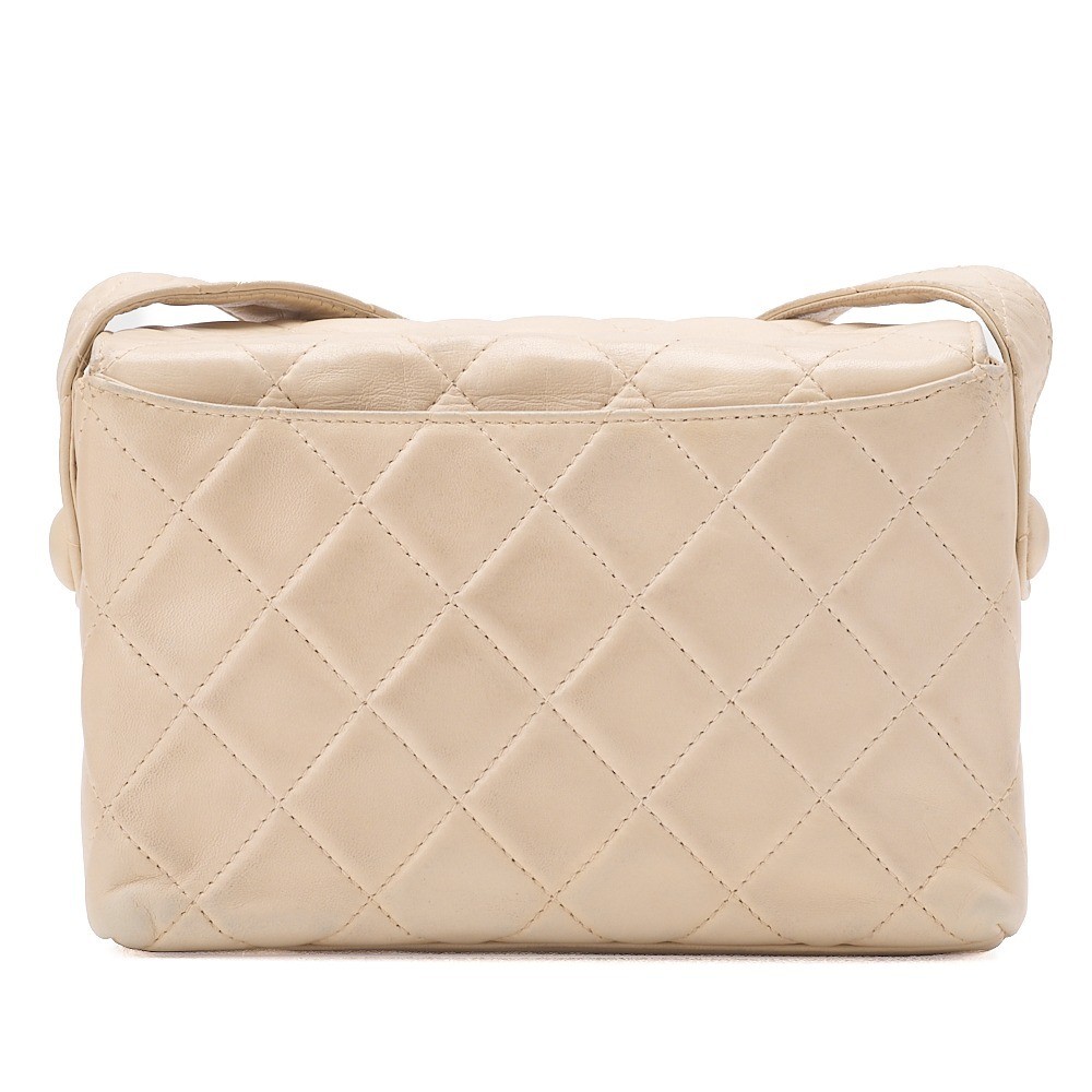 Lambskin Matelassé Full Flap Shoulder Bag, White, Gold Hardware, Series 3 — view 2