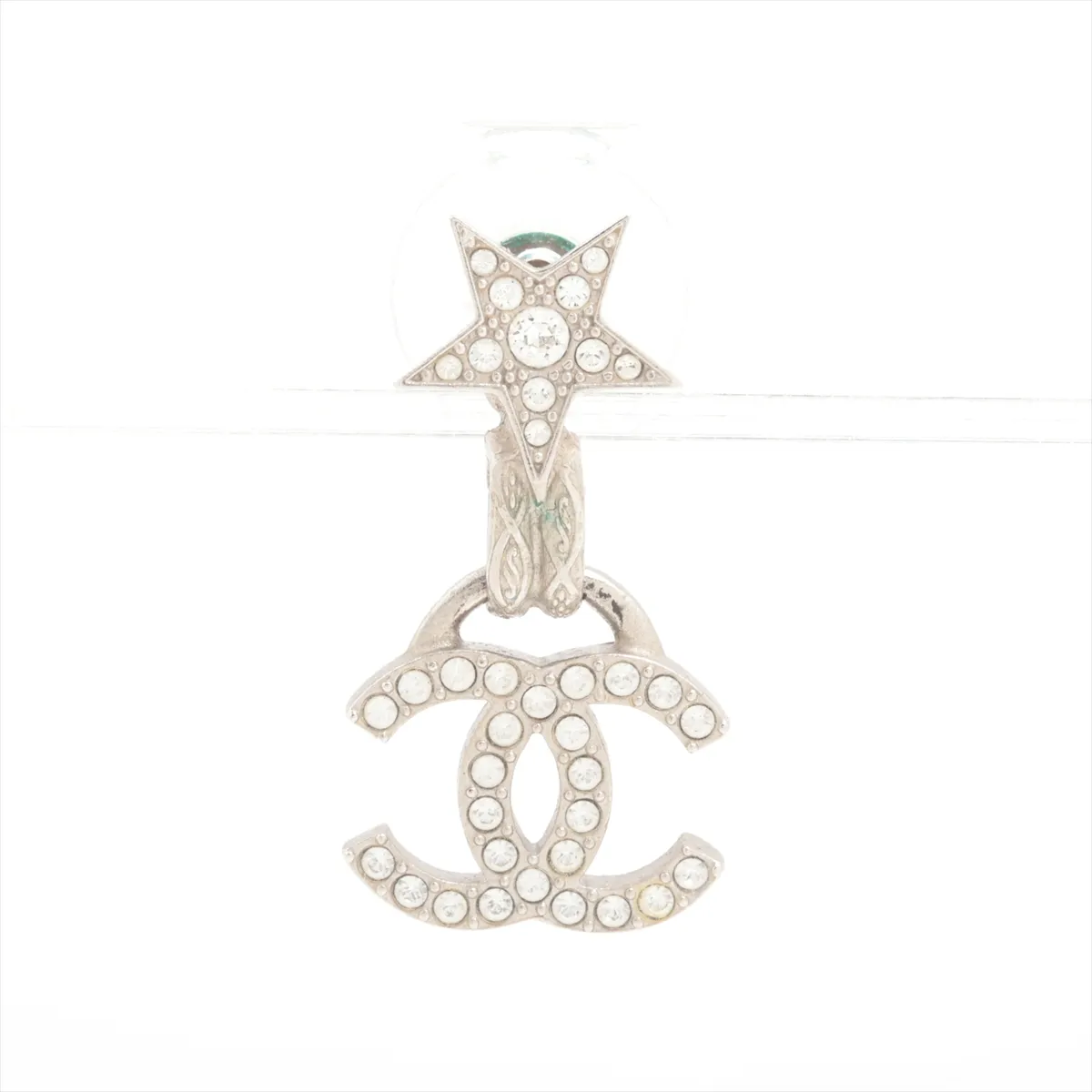Coco Mark Star F24V Earring (Single earring only) GP x Rhinestone Silver.