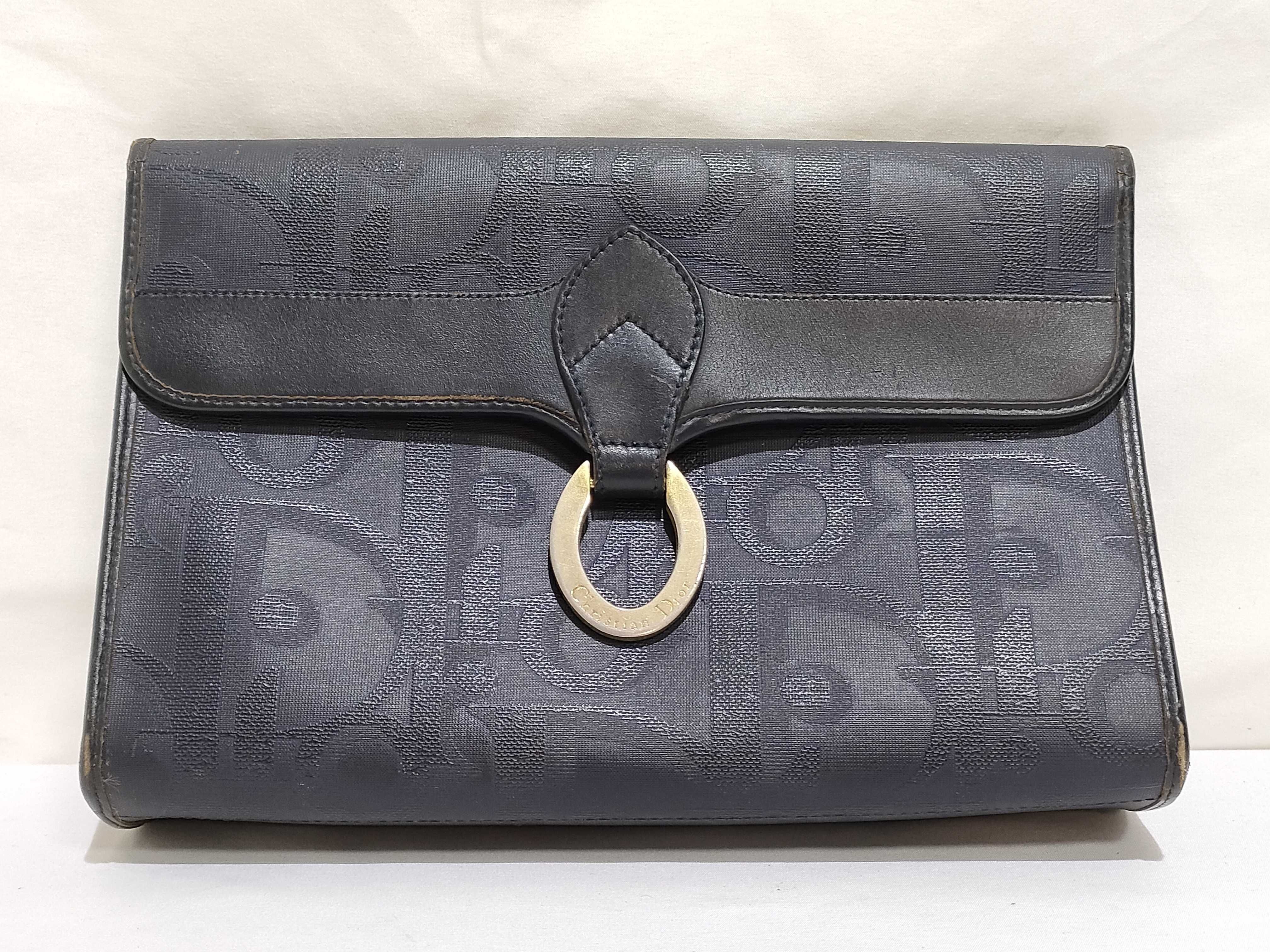 Trotter Christian Dior Trotter Second Bag Leather Navy Second Bag