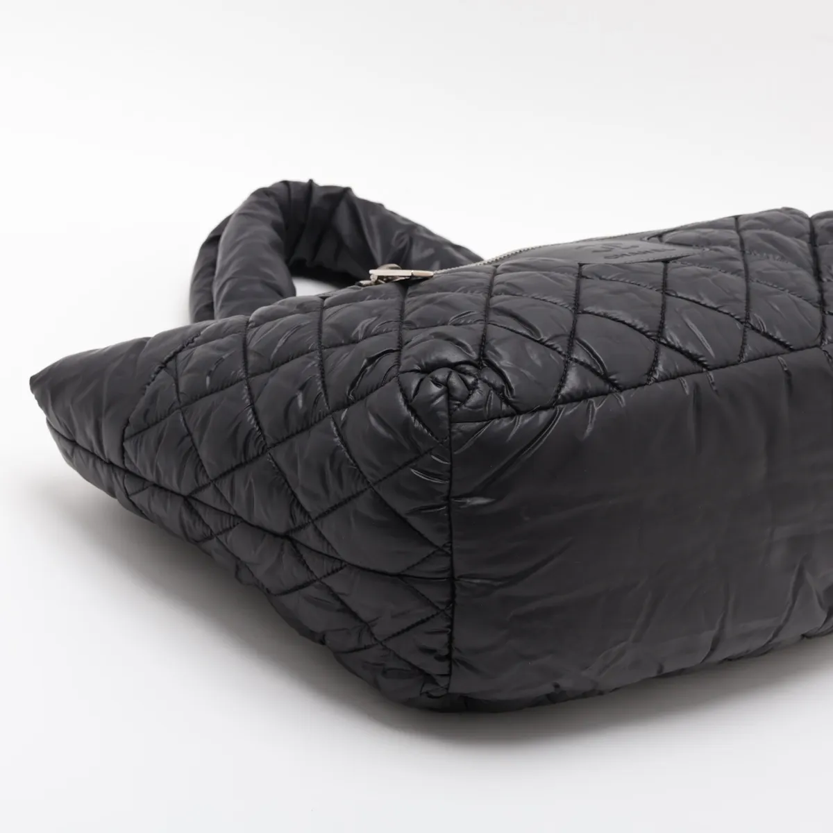 Coco Cocoon Nylon x Leather Handbag, Black with Silver Hardware, 15210060 (Serial Number 15) — view 4