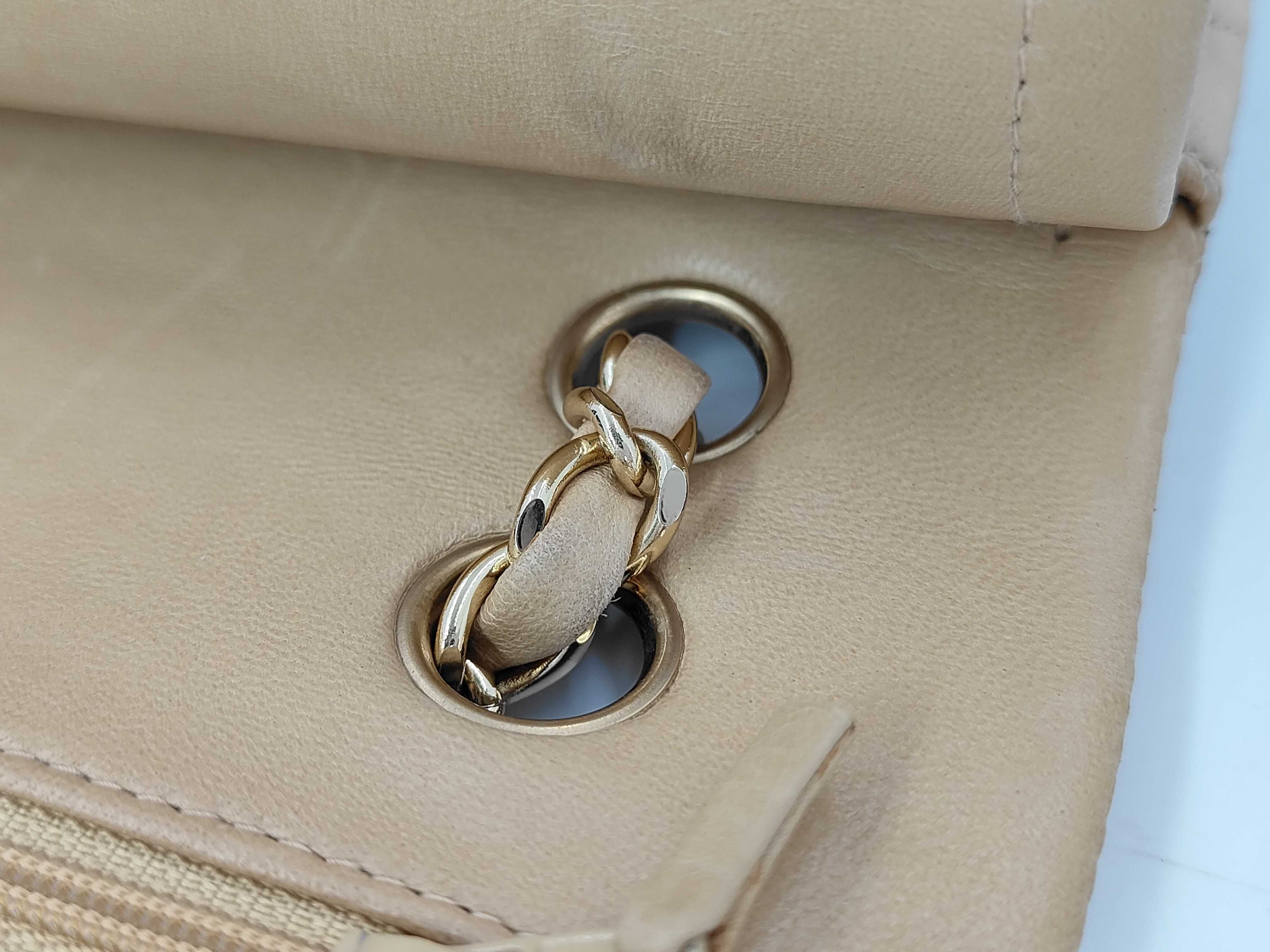 Matelassé 25 Double Flap Lambskin Chain Shoulder Bag (Serial No. 6, Beige) — view 11