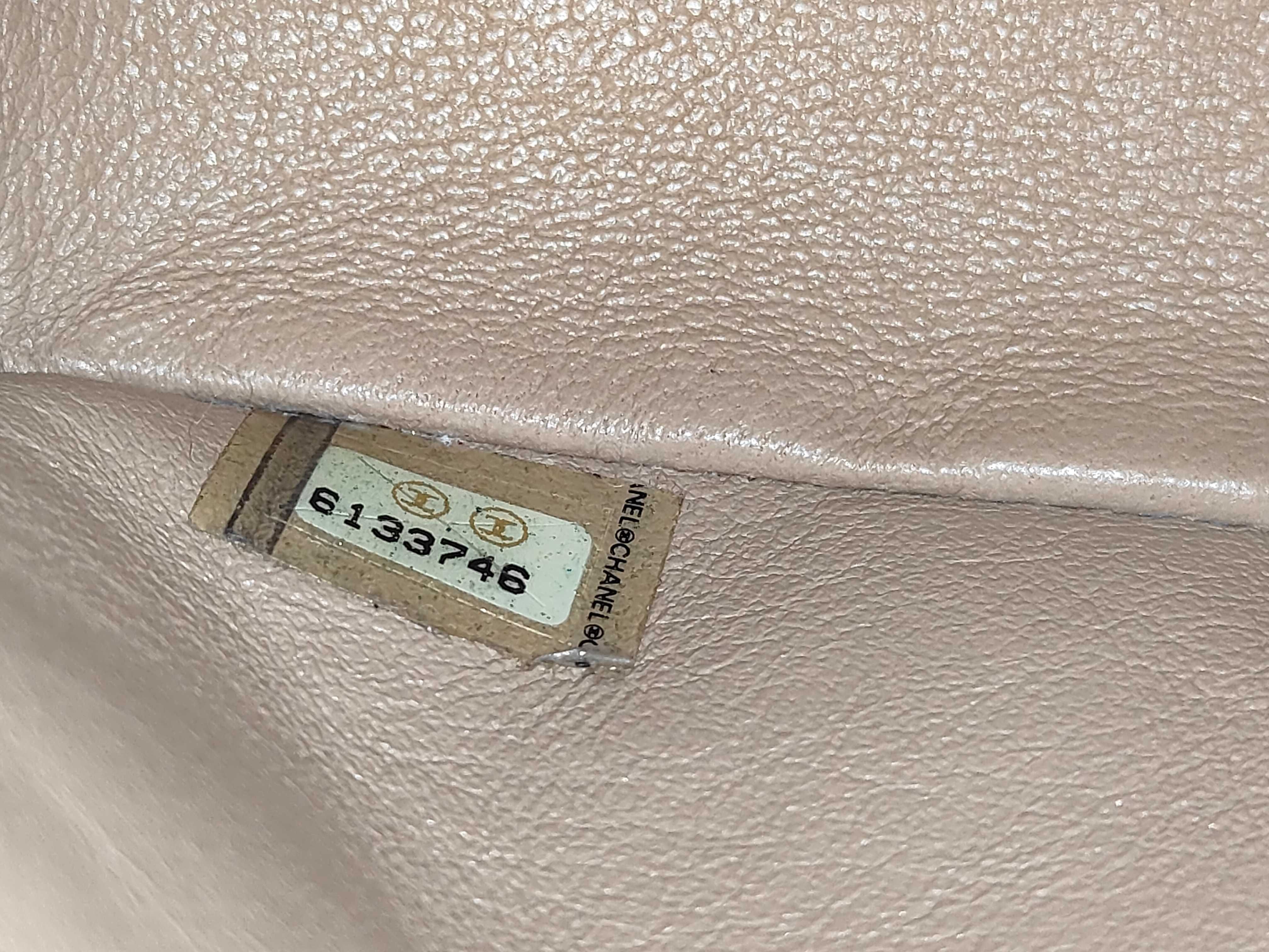 Matelassé 25 Double Flap Lambskin Chain Shoulder Bag (Serial No. 6, Beige) — view 15