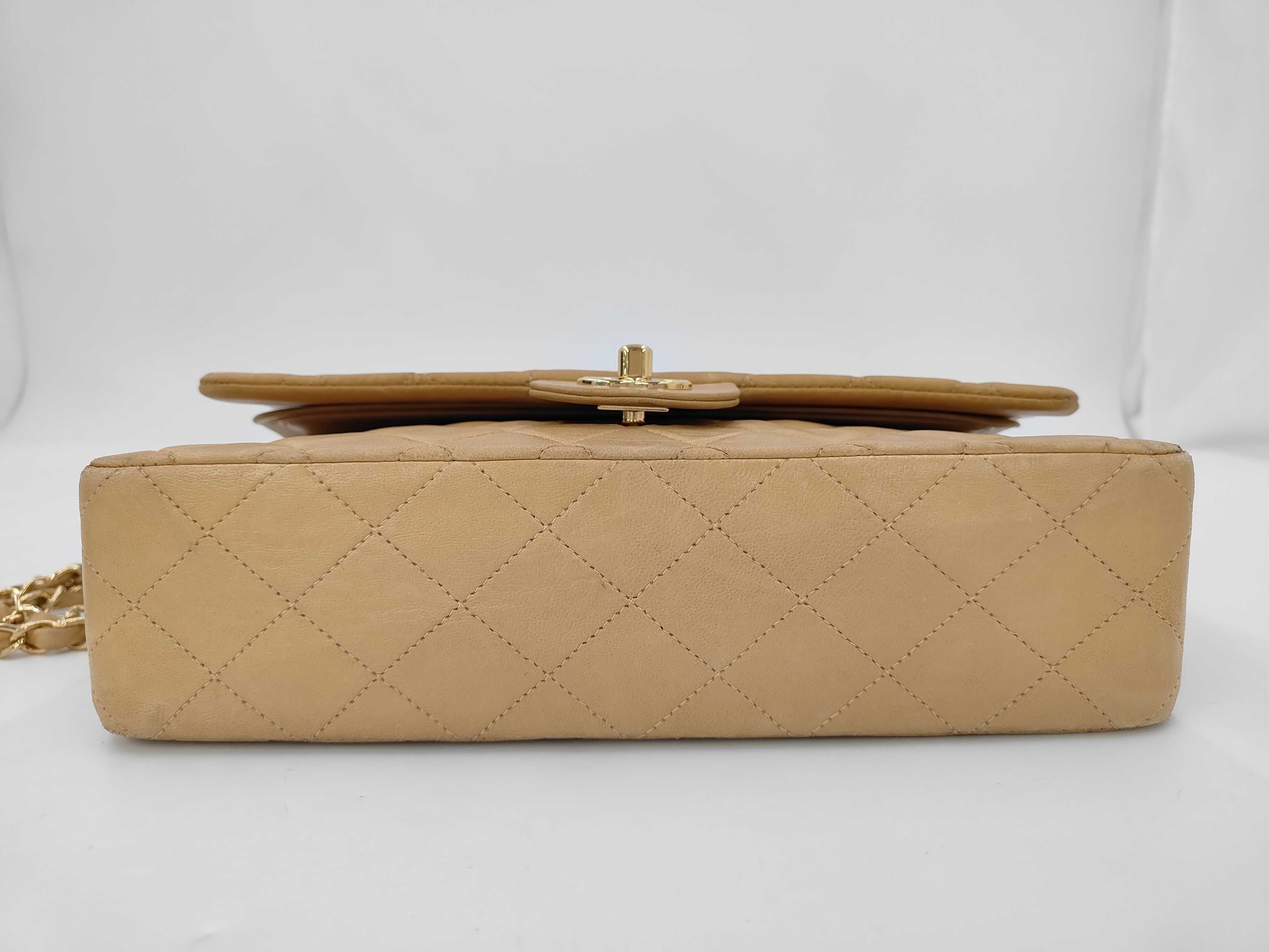 Matelassé 25 Double Flap Lambskin Chain Shoulder Bag (Serial No. 6, Beige) — view 7