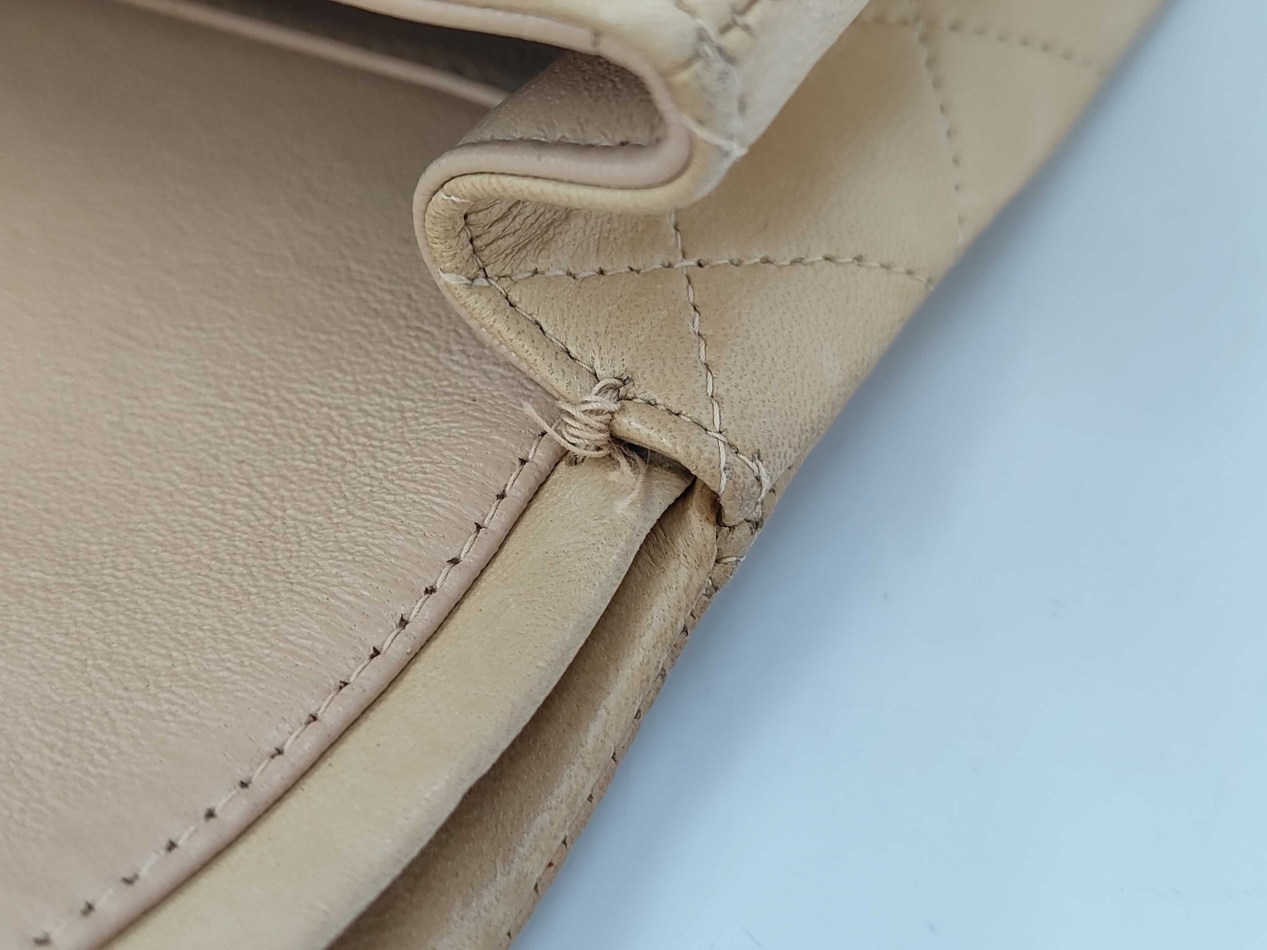 Matelassé 25 Double Flap Lambskin Chain Shoulder Bag (Serial No. 6, Beige) — view 9