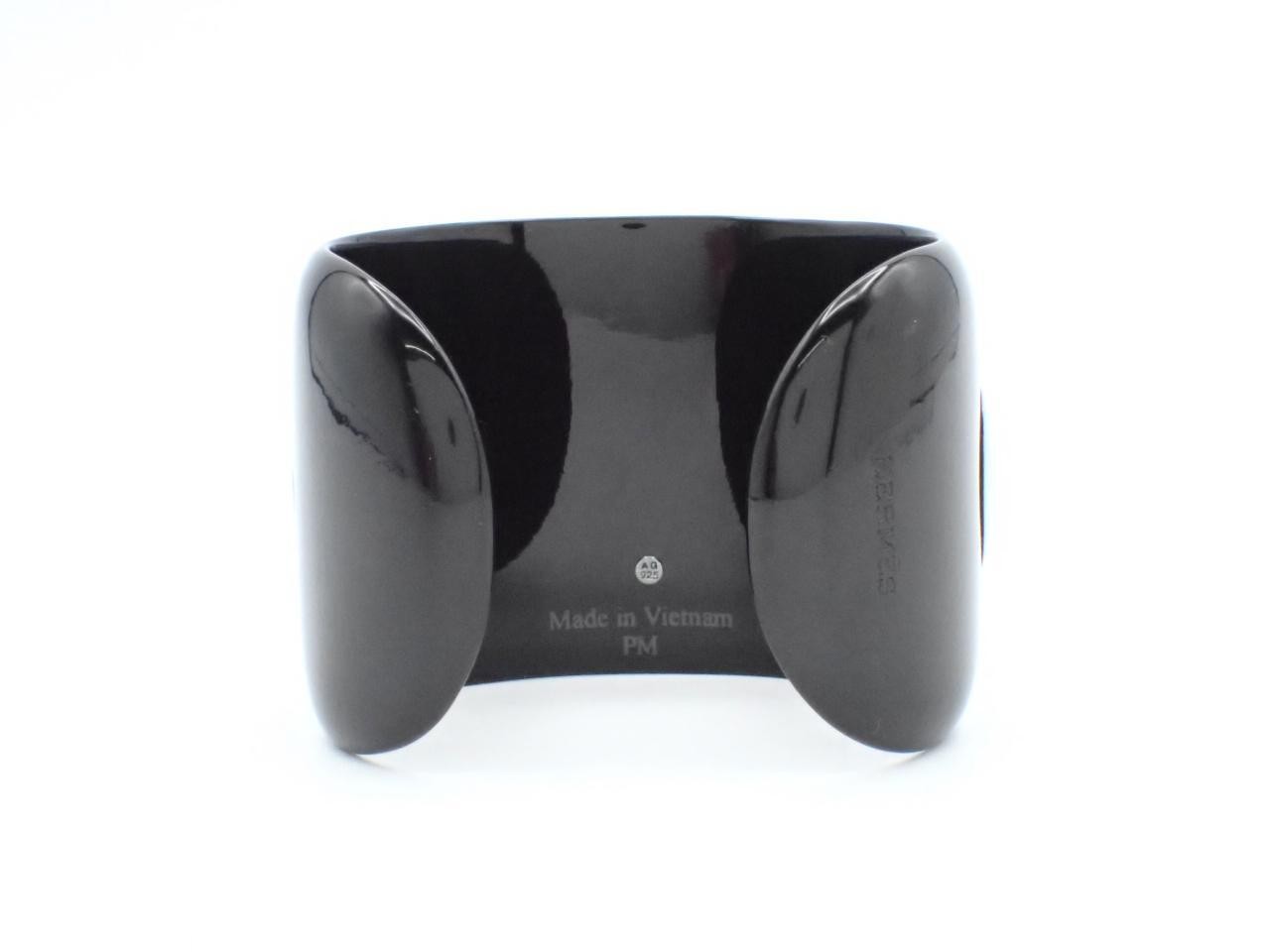 Studded Horn Cuff Medor Bangle Bracelet - Black & Silver — view 2