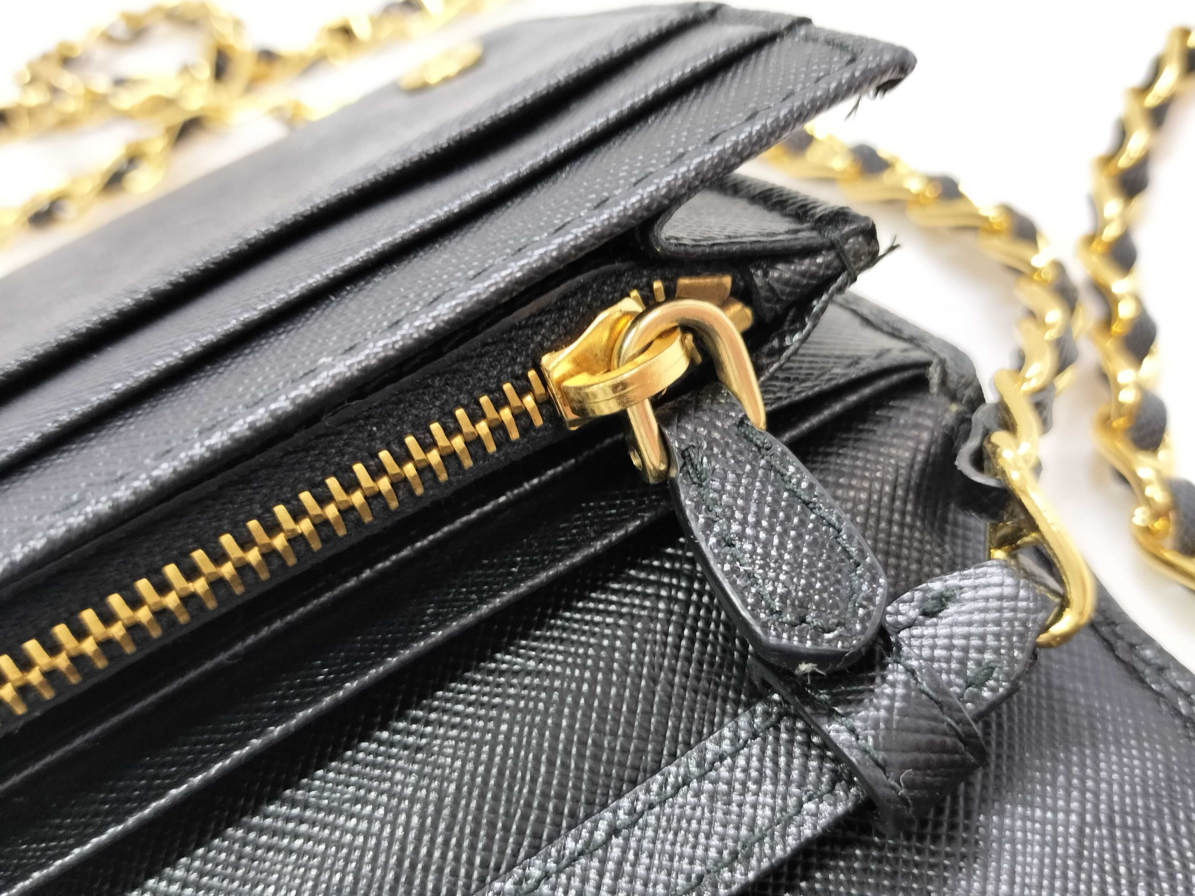 KR- Saffiano WOC Chain Wallet Black 1M1290 Shoulder Bag — view 11