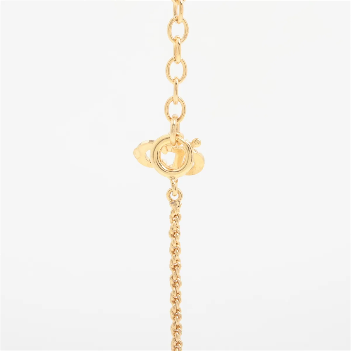 CD logo necklace, gold plated with rhinestones. Shows signs of wear, — view 3