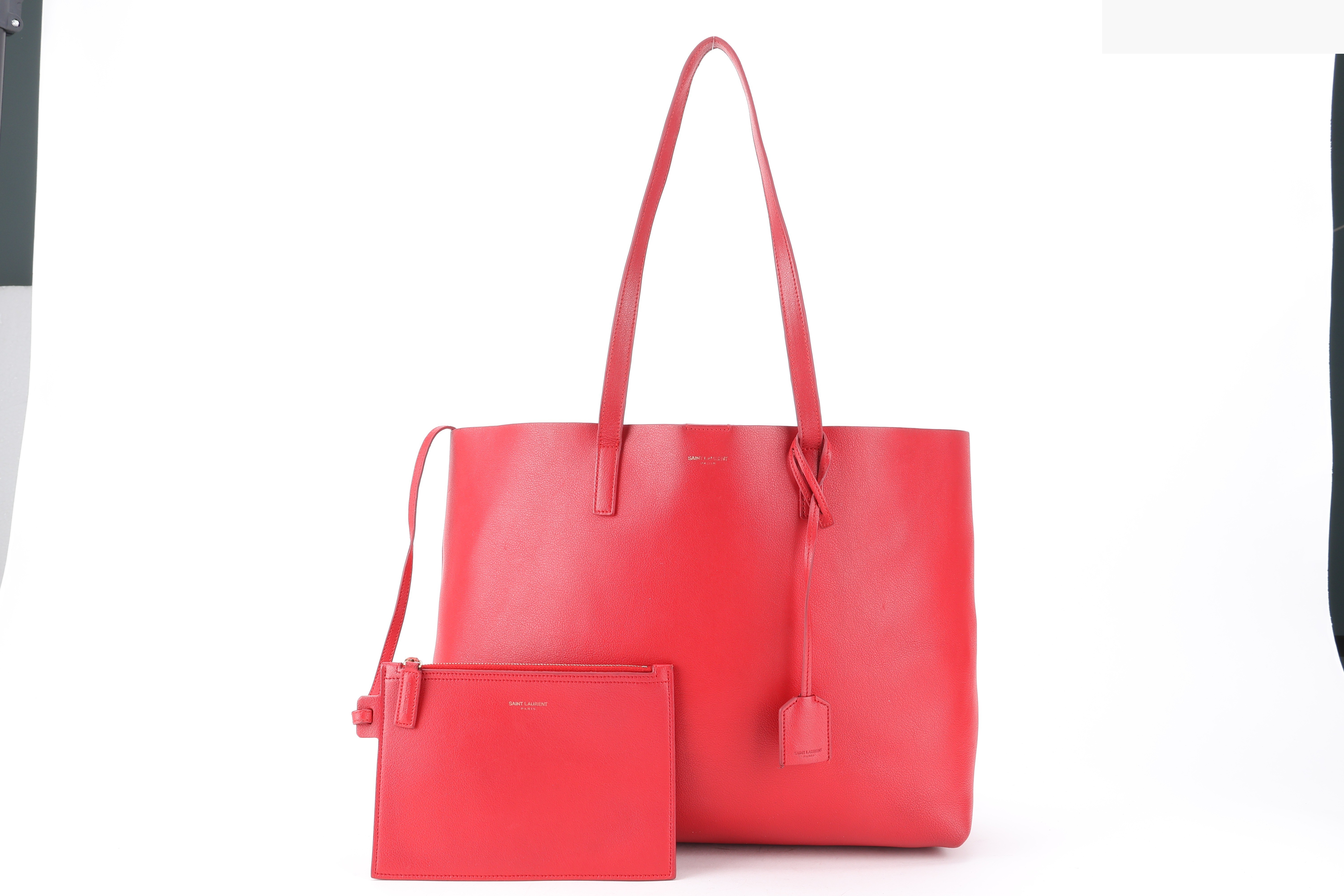 EAST WEST TOTE BAG RED LEATHER
