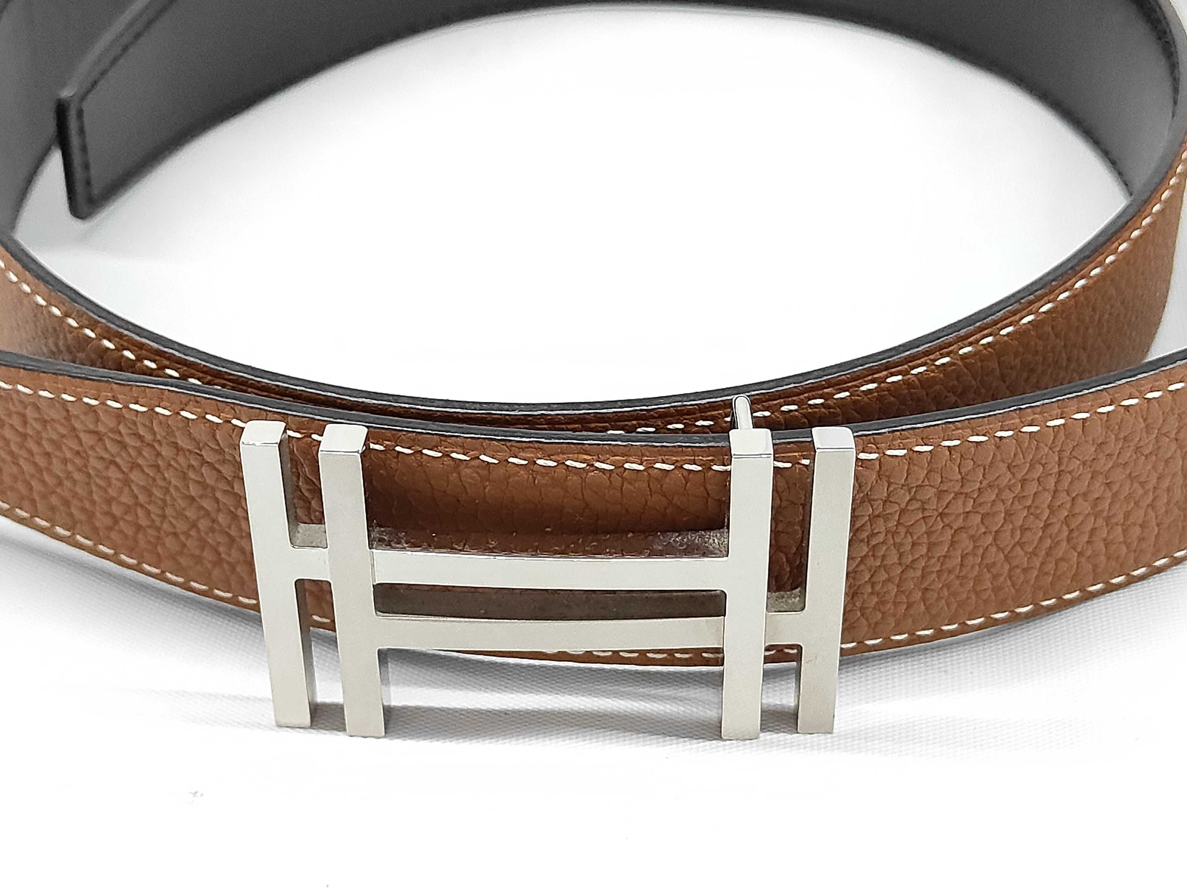 Brown Calfskin H O'Carré C Stamp Belt — view 2