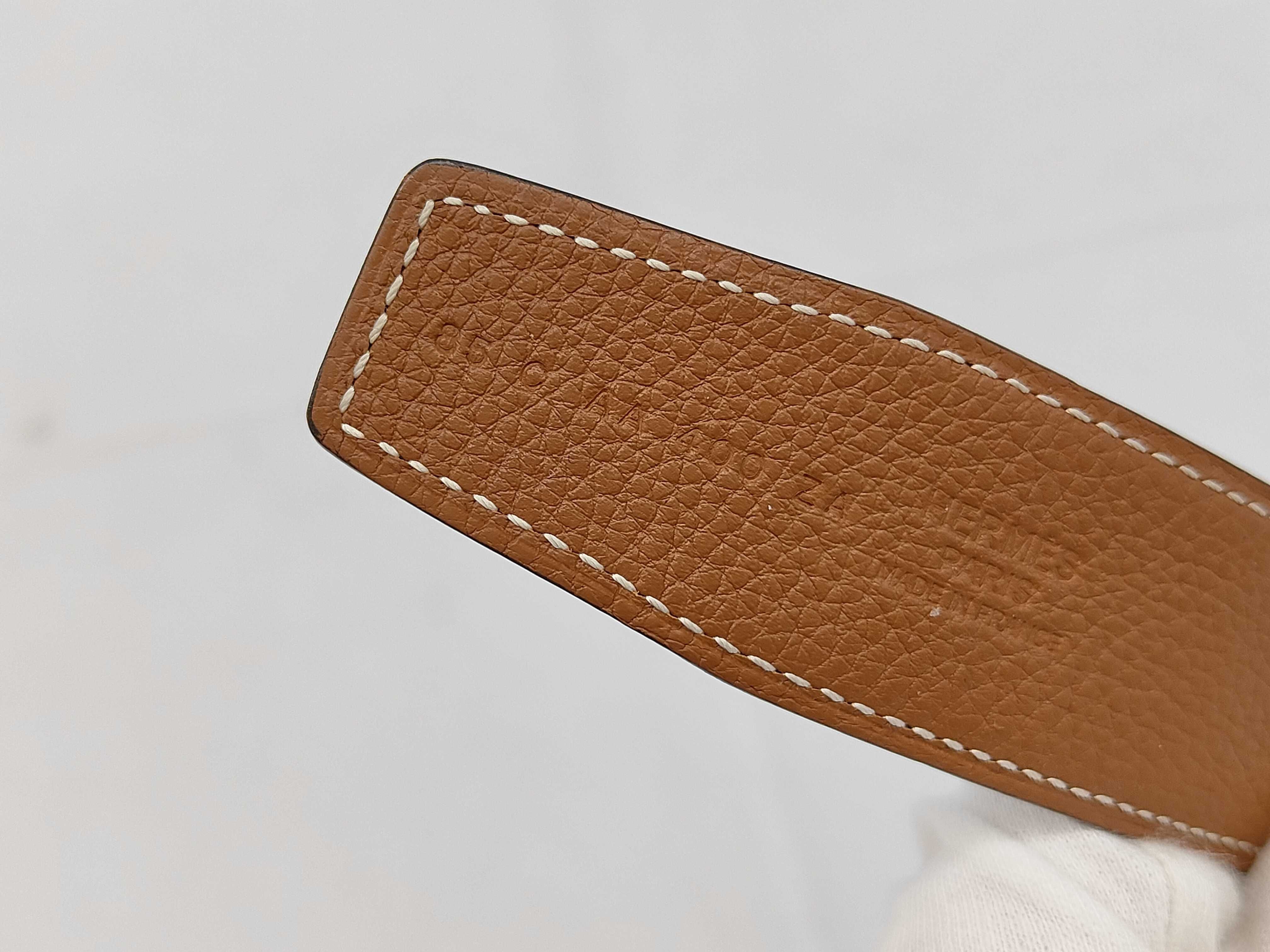 Brown Calfskin H O'Carré C Stamp Belt — view 5