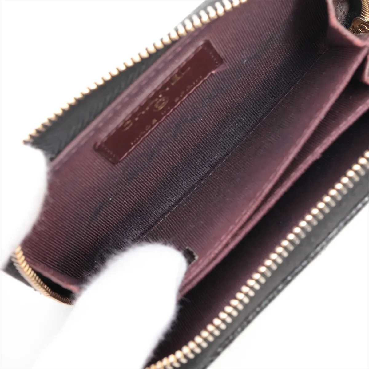 Matelassé Caviar Skin Coin Case, Black with Gold Hardware, 25589335 — view 4