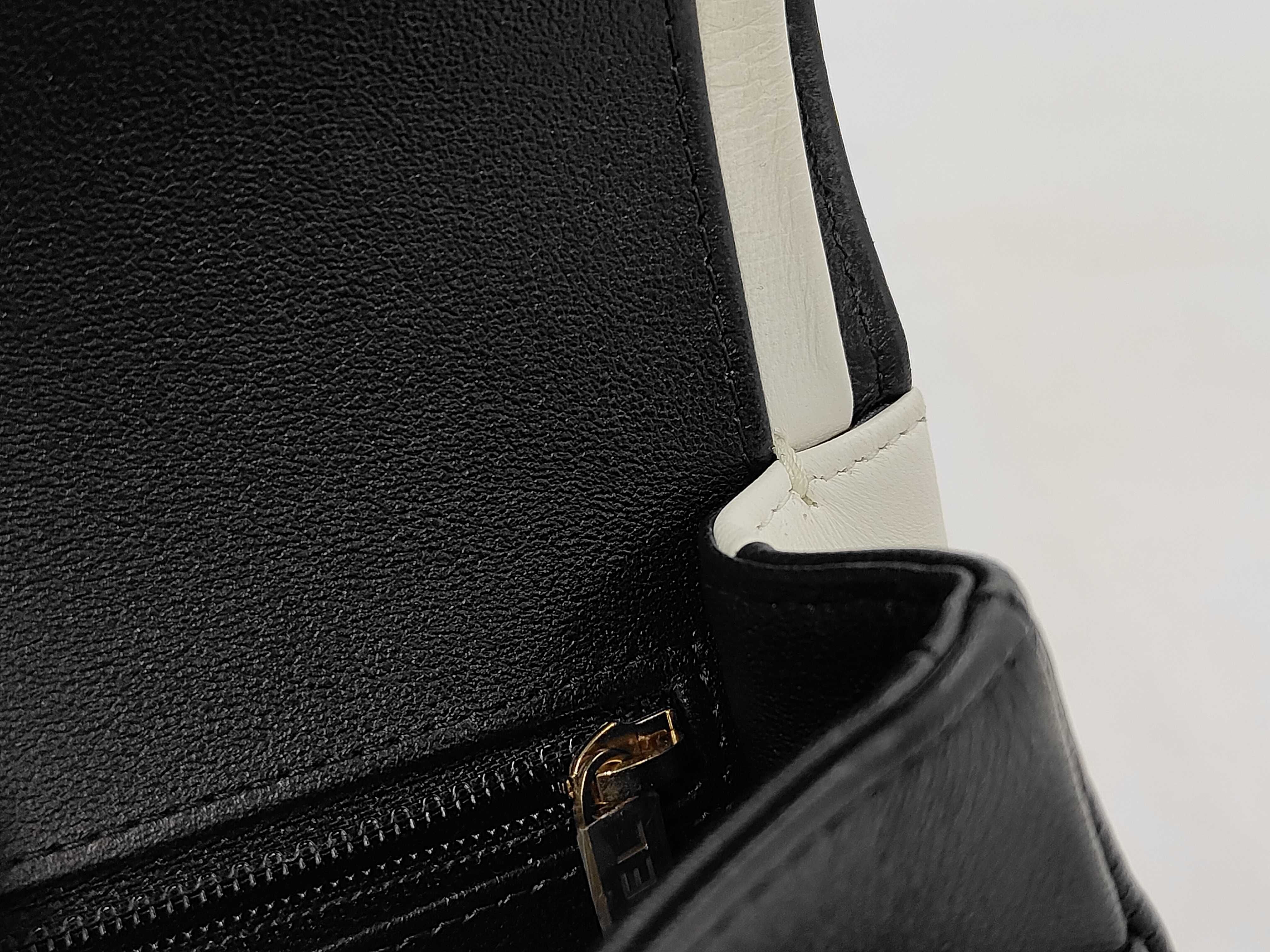 Matelassé Double Flap Black x White Serial Plate Chain Shoulder Bag — view 12