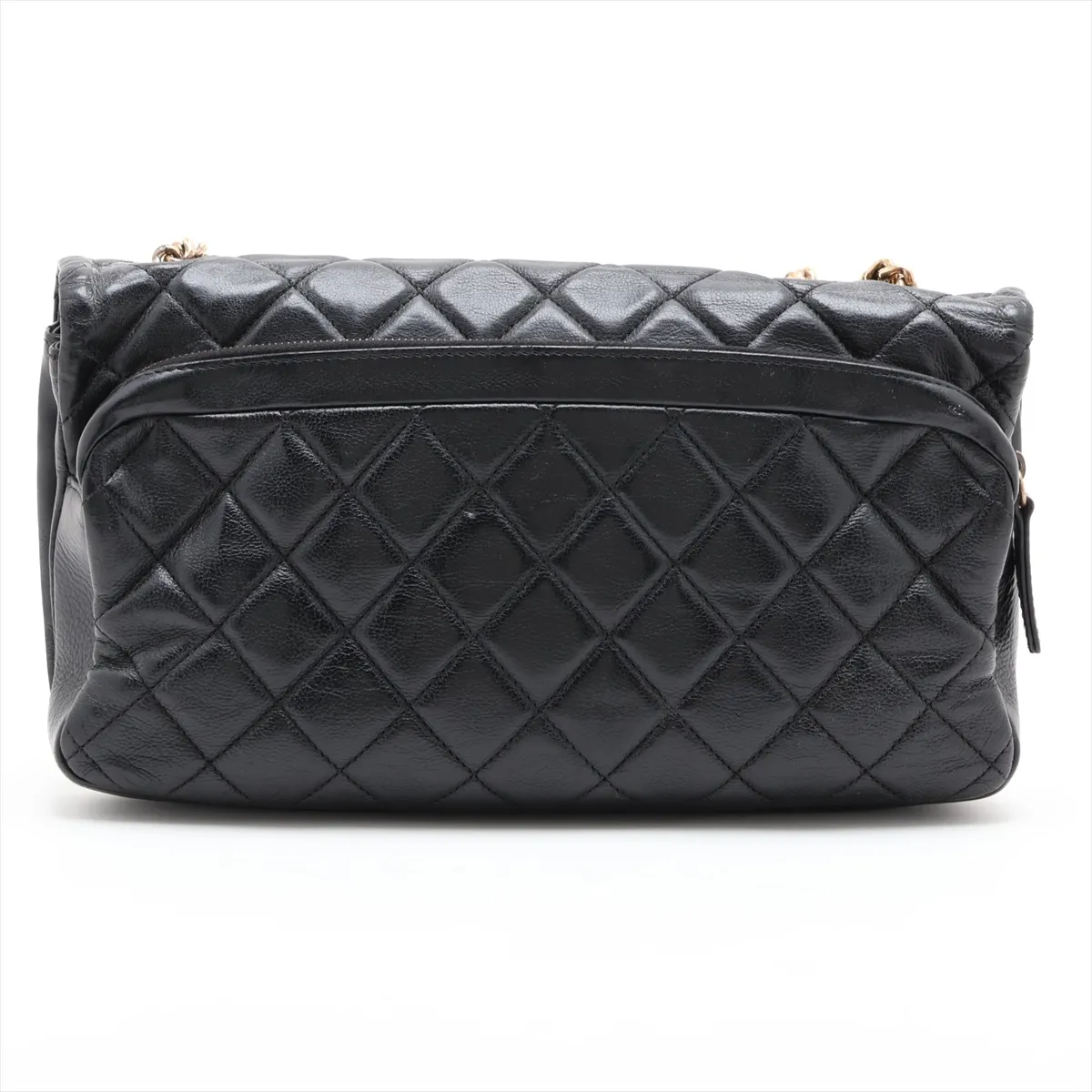 Matelassé Lambskin Chain Shoulder Bag, Black with Gold Hardware, 17653147, Serial Number 17 — view 2