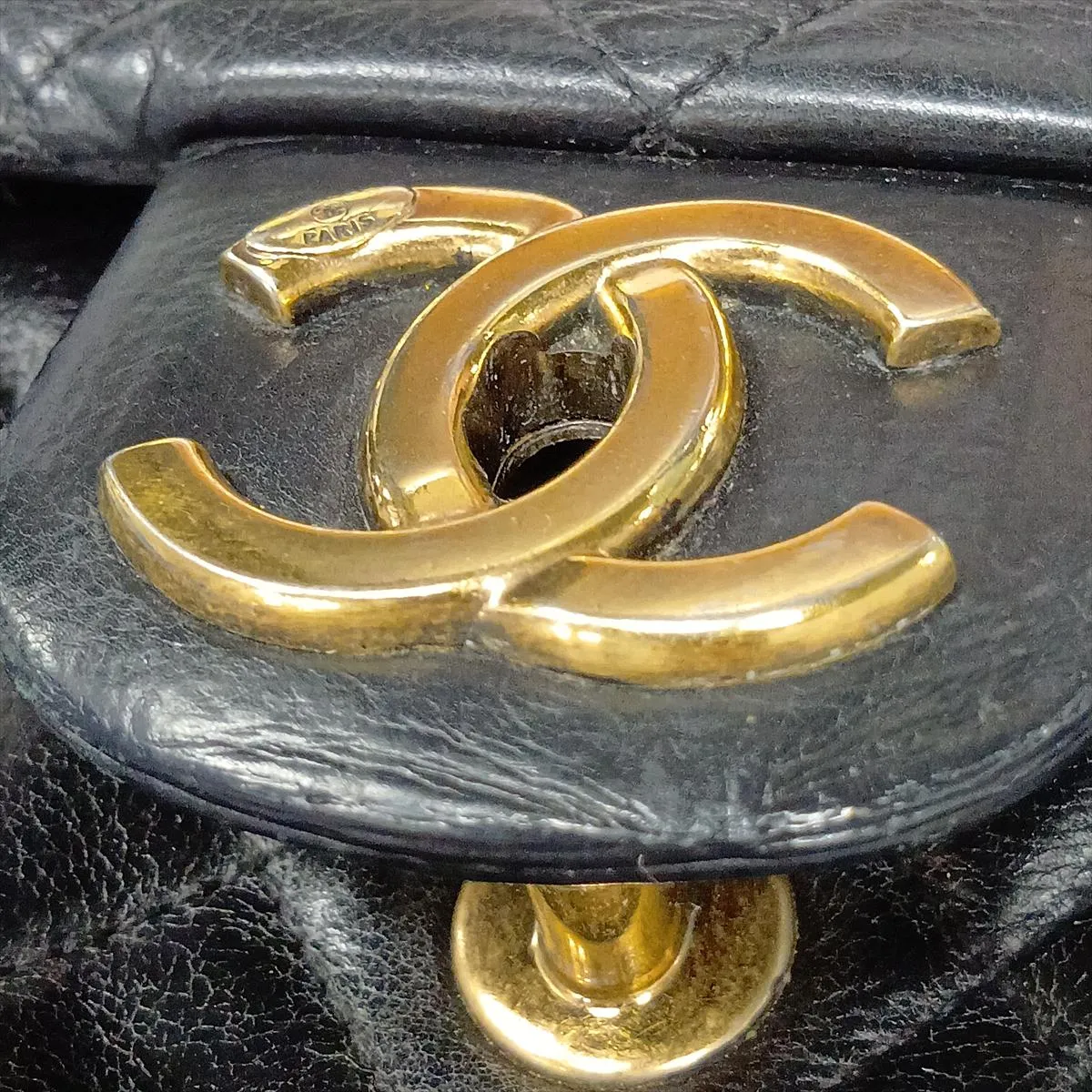 Matelassé Lambskin Chain Shoulder Bag, Black with Gold Hardware, 17653147, Serial Number 17 — view 11