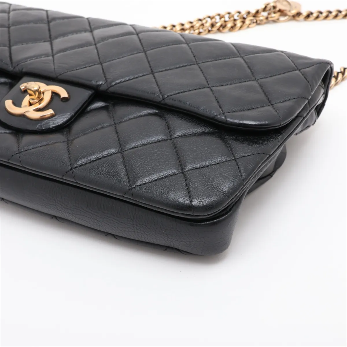 Matelassé Lambskin Chain Shoulder Bag, Black with Gold Hardware, 17653147, Serial Number 17 — view 3