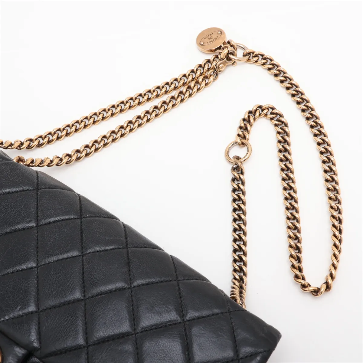 Matelassé Lambskin Chain Shoulder Bag, Black with Gold Hardware, 17653147, Serial Number 17 — view 5