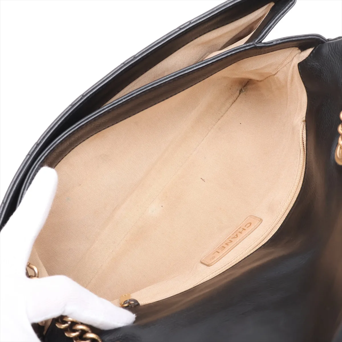 Matelassé Lambskin Chain Shoulder Bag, Black with Gold Hardware, 17653147, Serial Number 17 — view 6