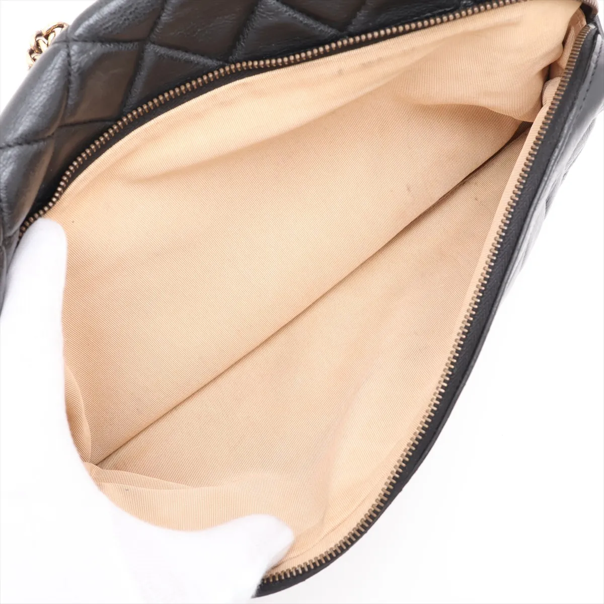 Matelassé Lambskin Chain Shoulder Bag, Black with Gold Hardware, 17653147, Serial Number 17 — view 9