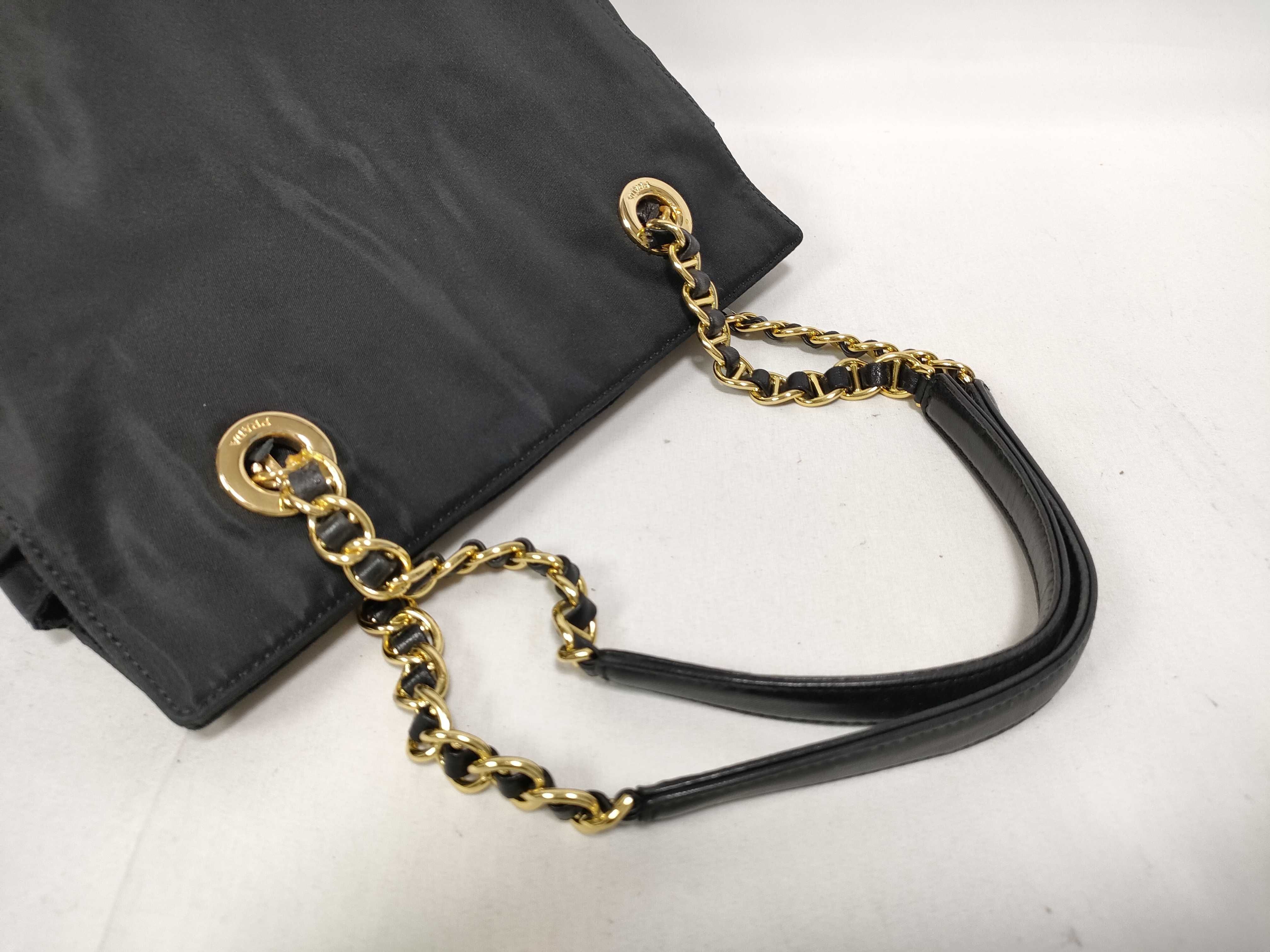 Nylon Chain Triangle Logo Handbag Tote Bag — view 8