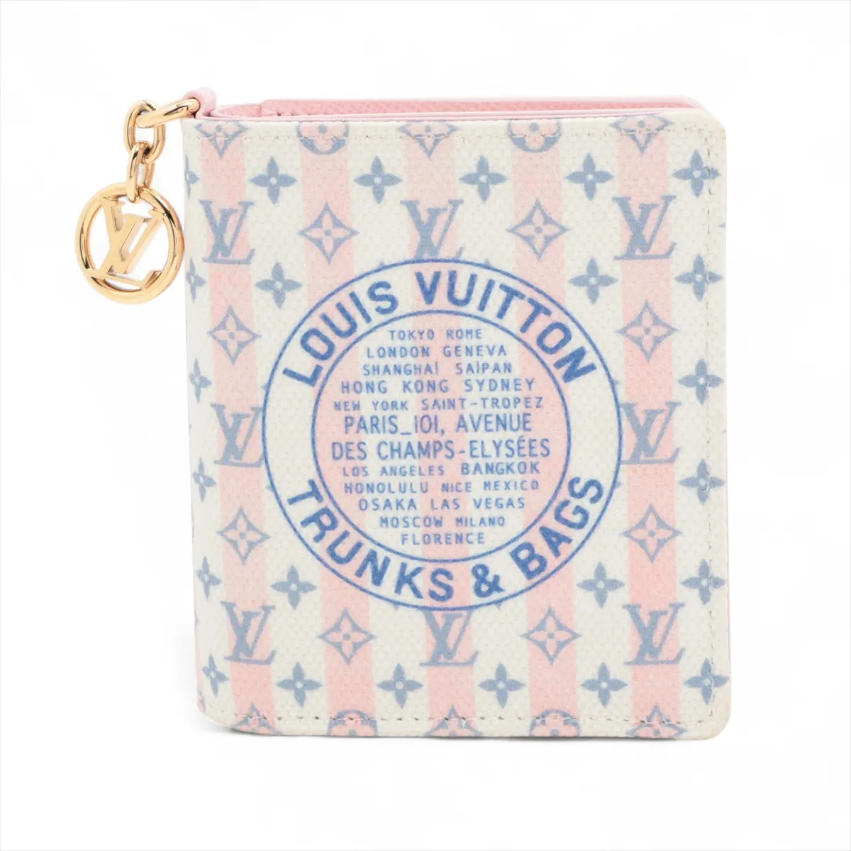 LV Stamp - Pink Compact Wallet Pocket Wallet LV Charm M29058 RFID Detected