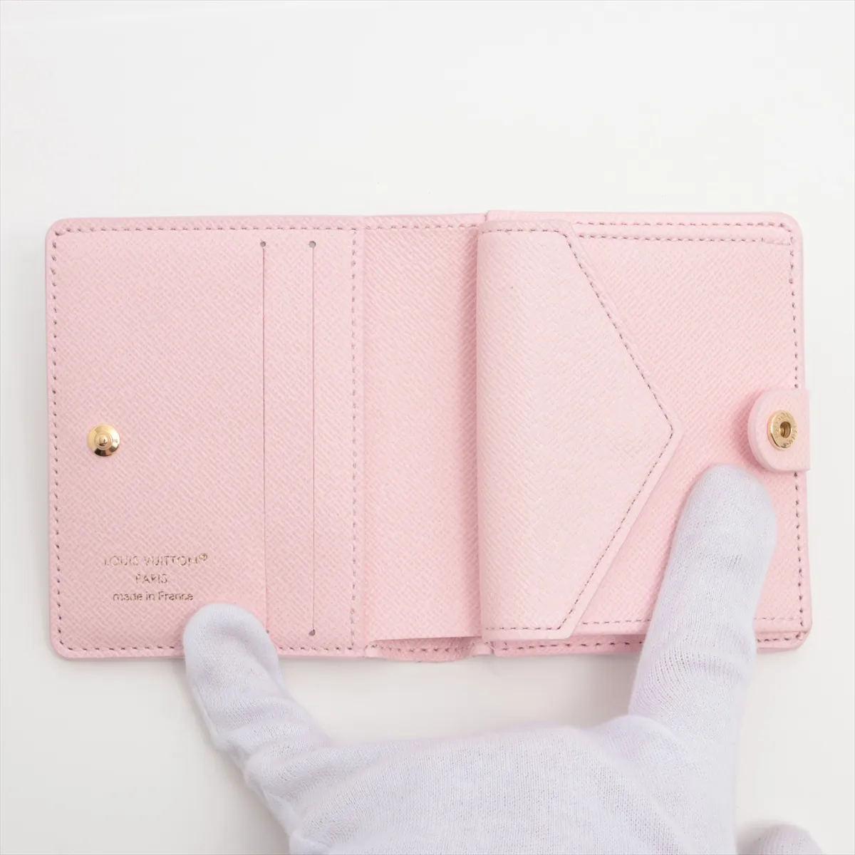 LV Stamp - Pink Compact Wallet Pocket Wallet LV Charm M29058 RFID Detected — view 3