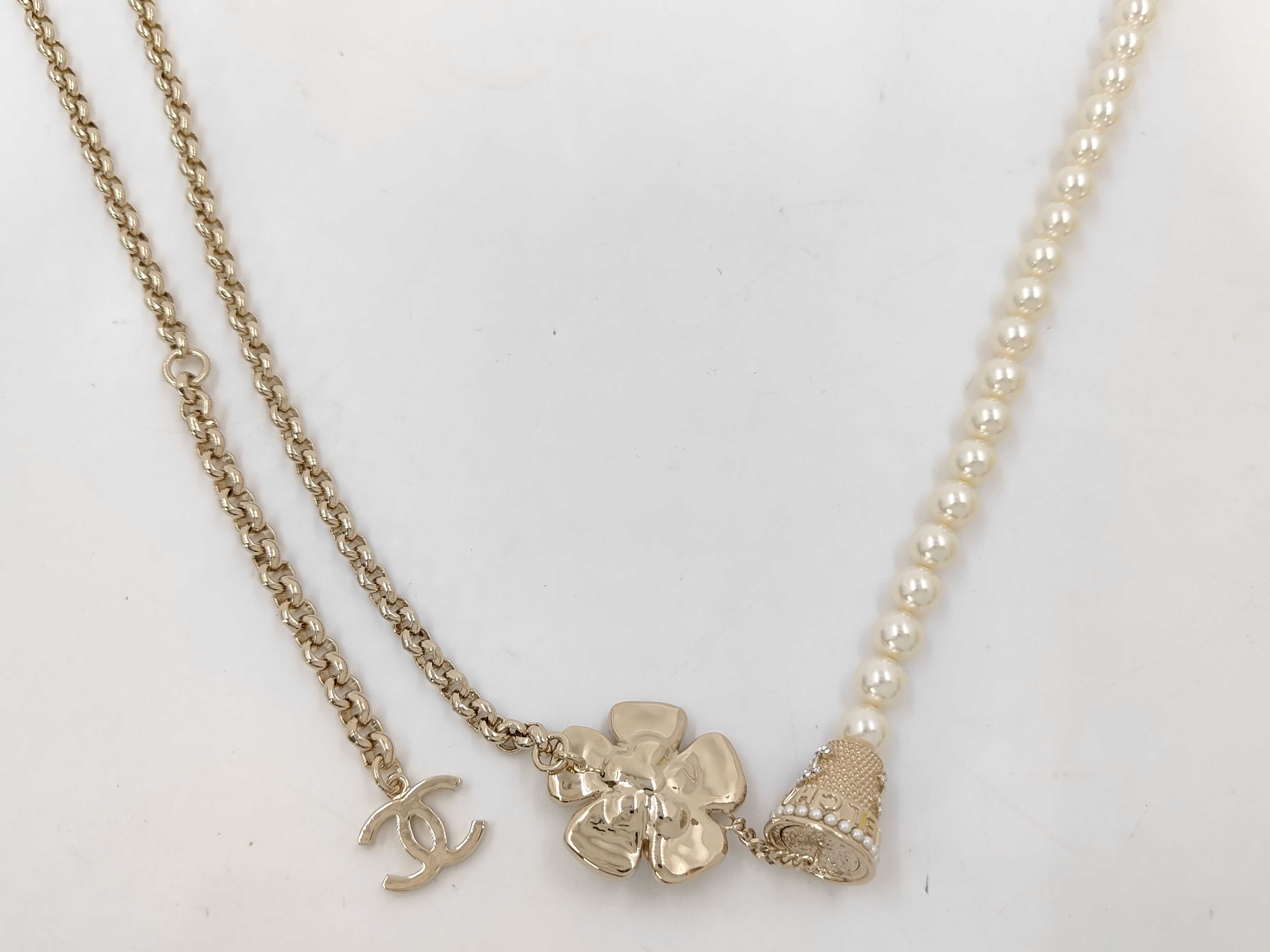 B23S Four Pearl Necklace with GP Hardware — view 2