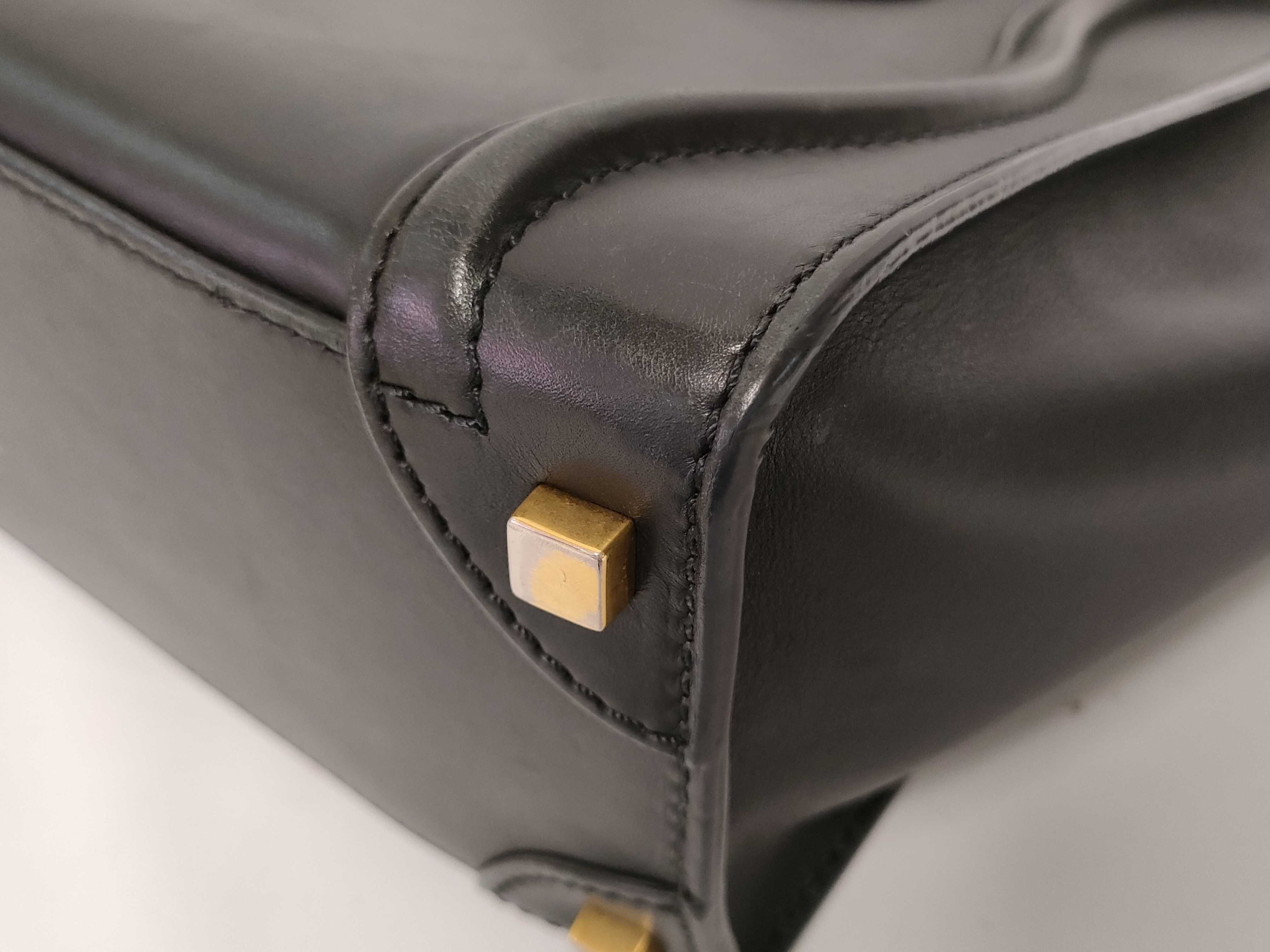 Luggage Micro Shopper Leather Handbag, Black — view 4