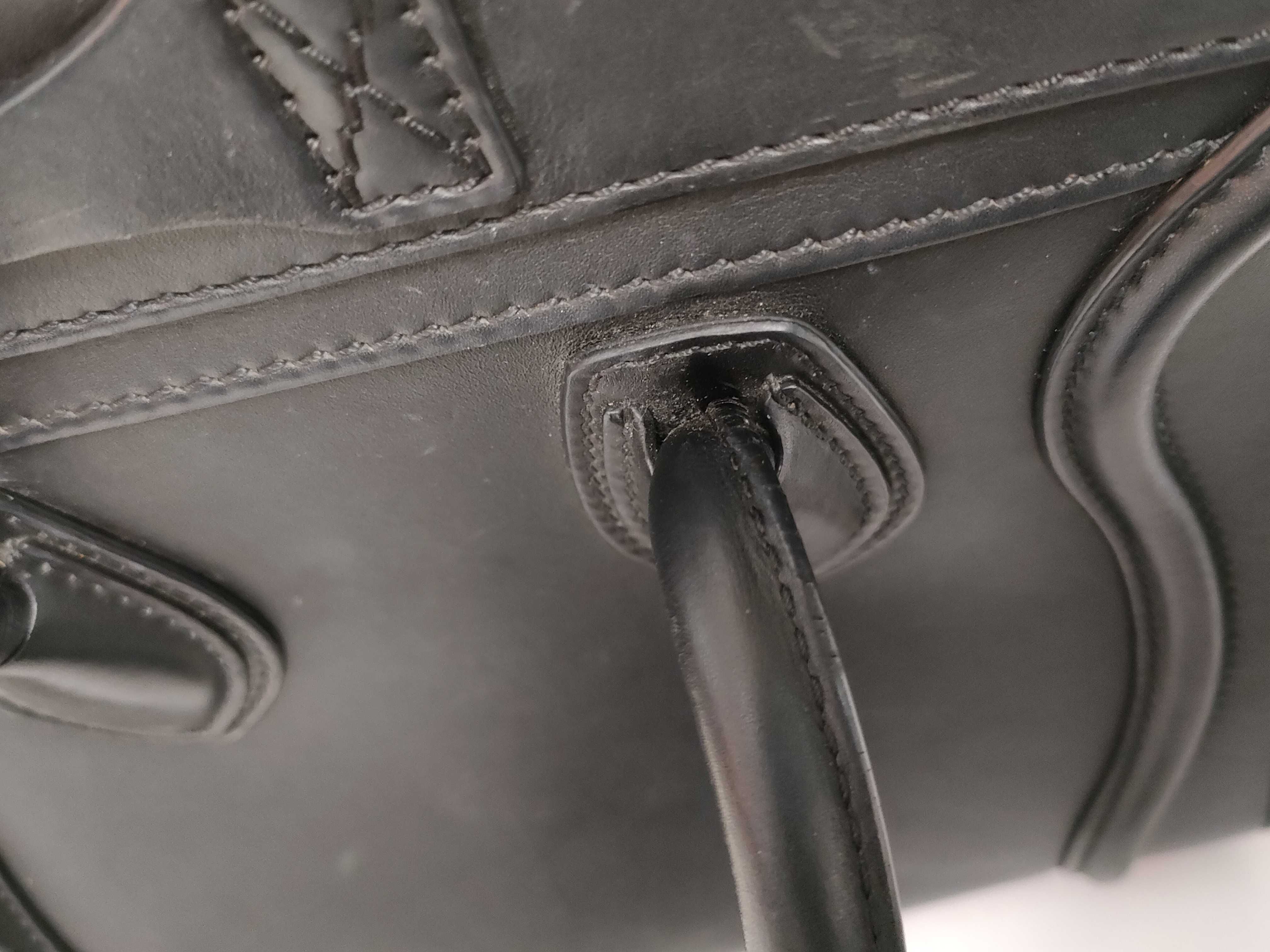 Luggage Micro Shopper Leather Handbag, Black — view 7
