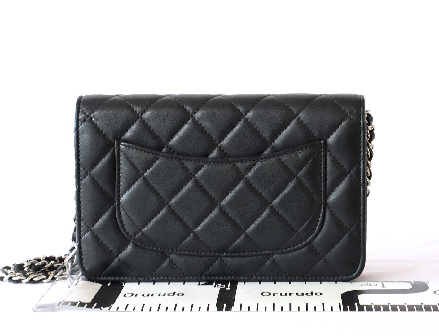 Matelassé Lambskin Chain Wallet Shoulder Bag, Black — view 2