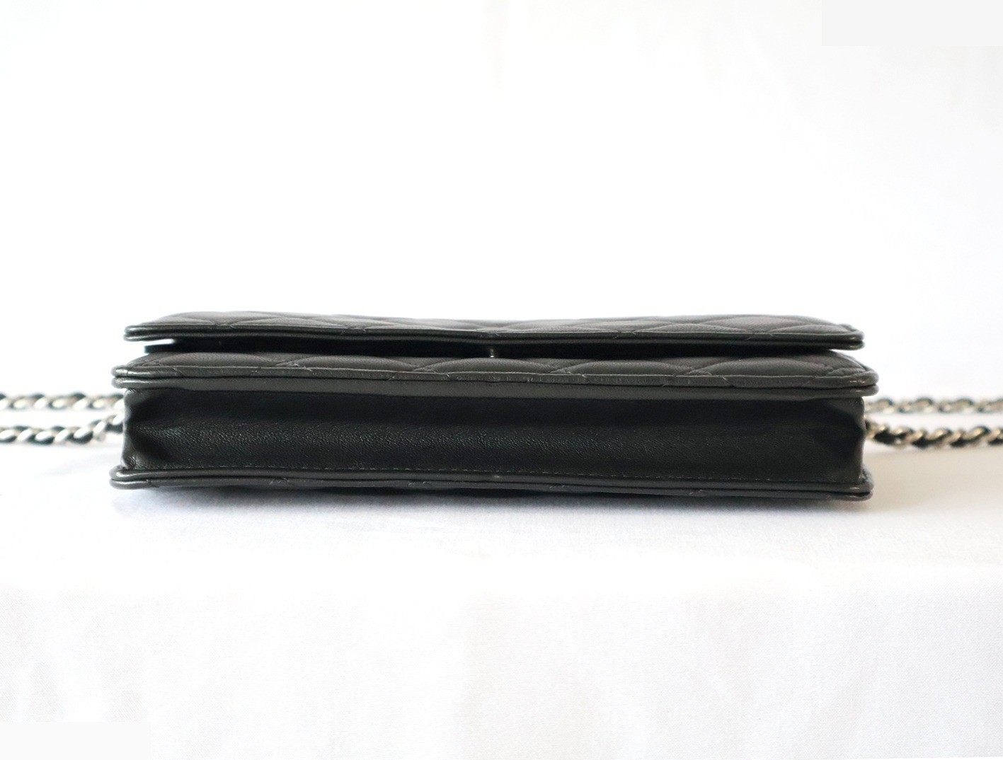 Matelassé Lambskin Chain Wallet Shoulder Bag, Black — view 5