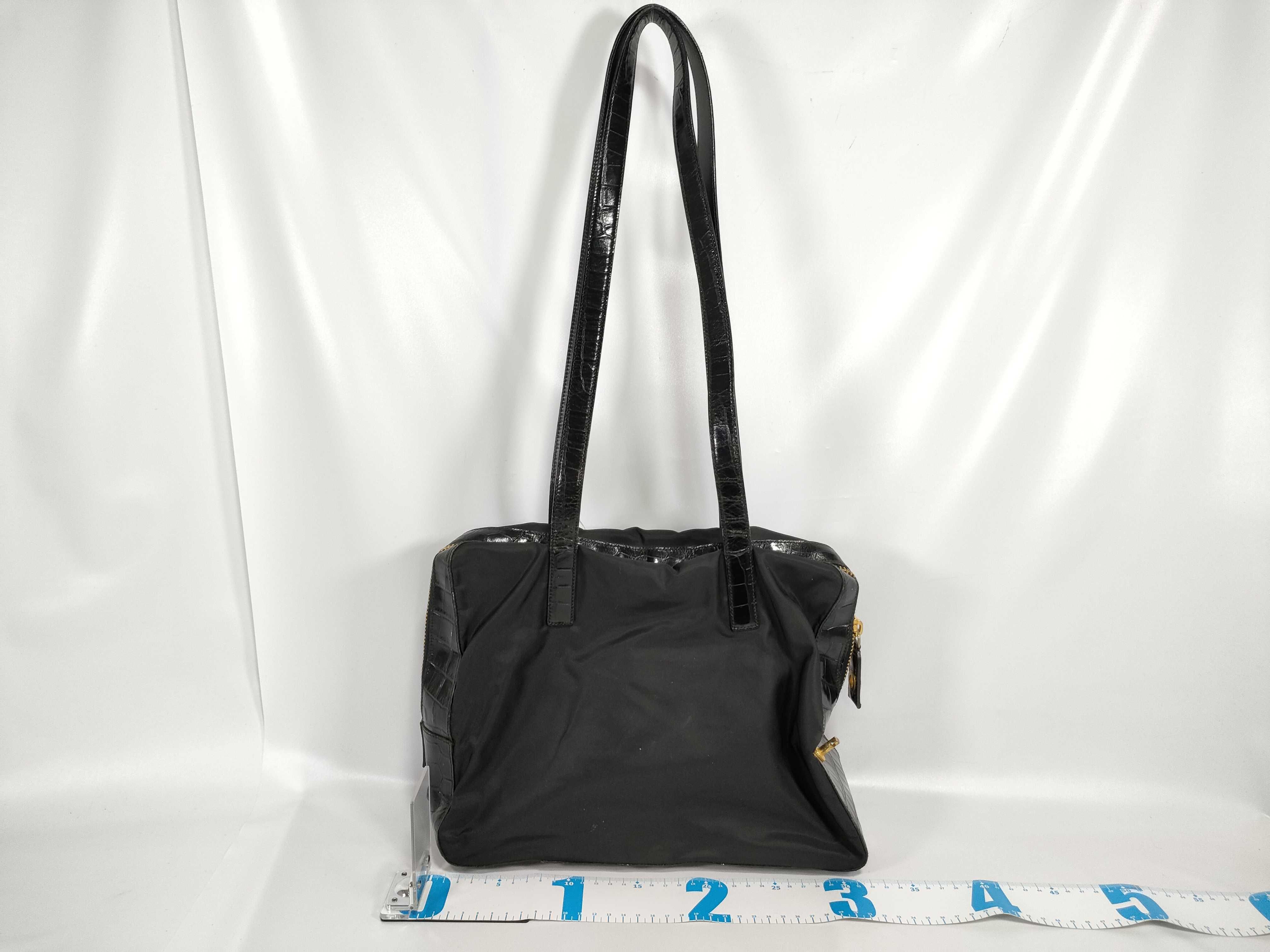 Nylon Crocodile Embossed Tote Shoulder Bag — view 2