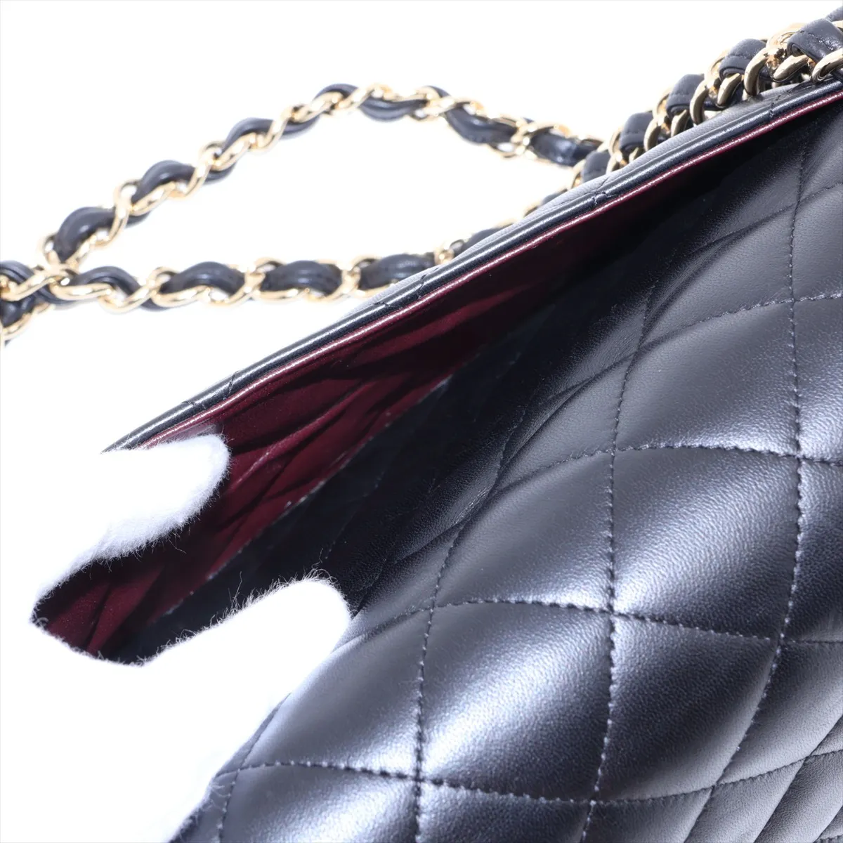 Large Matelassé 30 Lambskin Double Flap Double Chain Bag, Black with Gold Hardware, Serial Number 18792849 (Serial Number in the 18 range) — view 11