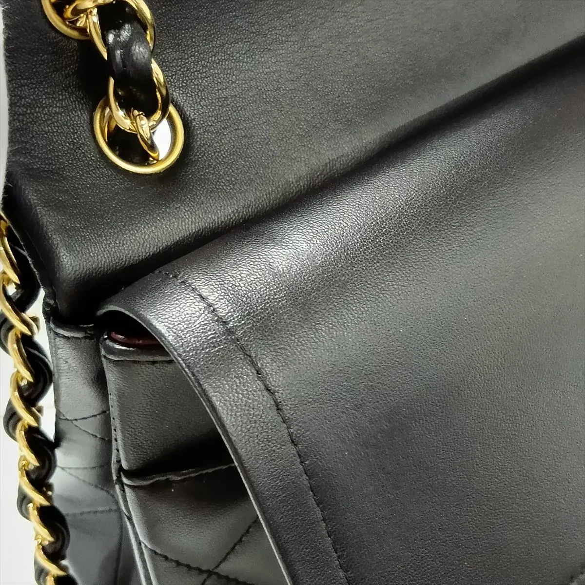 Large Matelassé 30 Lambskin Double Flap Double Chain Bag, Black with Gold Hardware, Serial Number 18792849 (Serial Number in the 18 range) — view 14