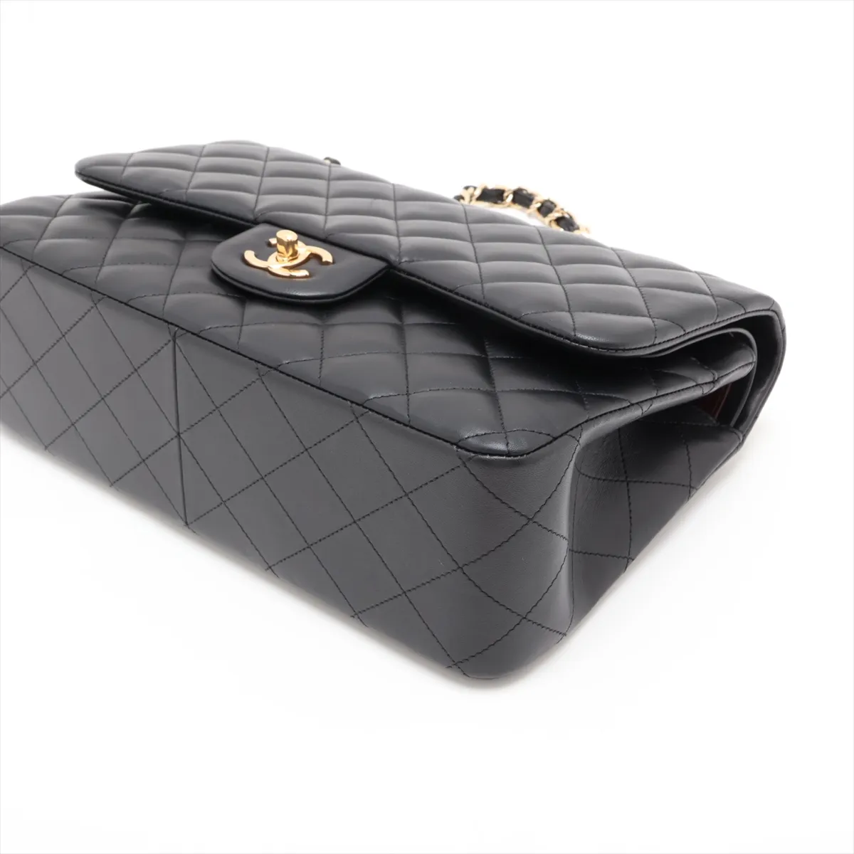 Large Matelassé 30 Lambskin Double Flap Double Chain Bag, Black with Gold Hardware, Serial Number 18792849 (Serial Number in the 18 range) — view 3