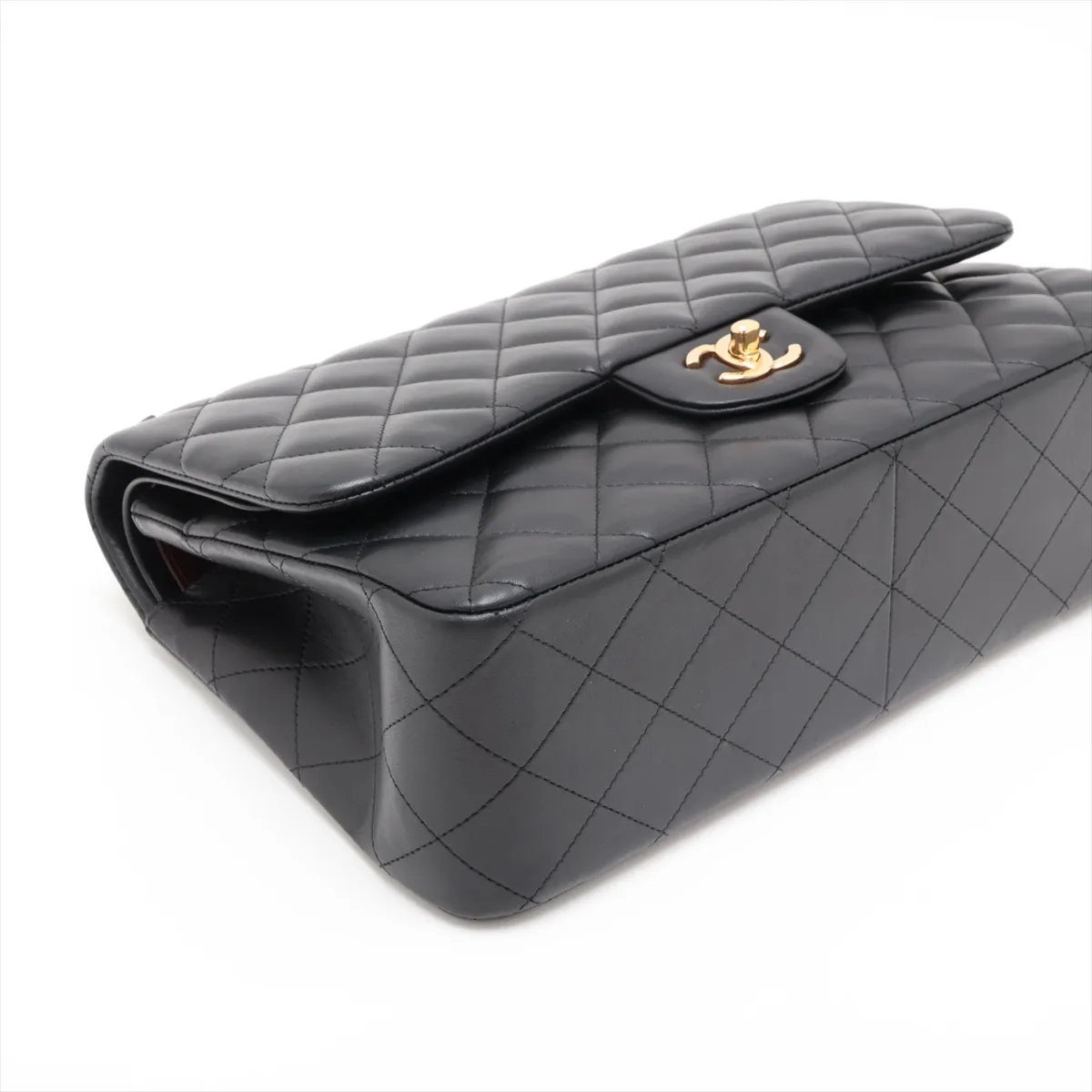Large Matelassé 30 Lambskin Double Flap Double Chain Bag, Black with Gold Hardware, Serial Number 18792849 (Serial Number in the 18 range) — view 4