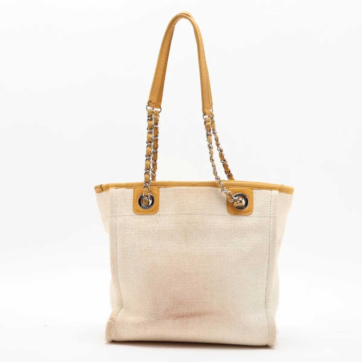 Deauville PM Canvas Chain Tote Bag, Yellow, Silver Hardware, 21908386, Serial Number 21 — view 2