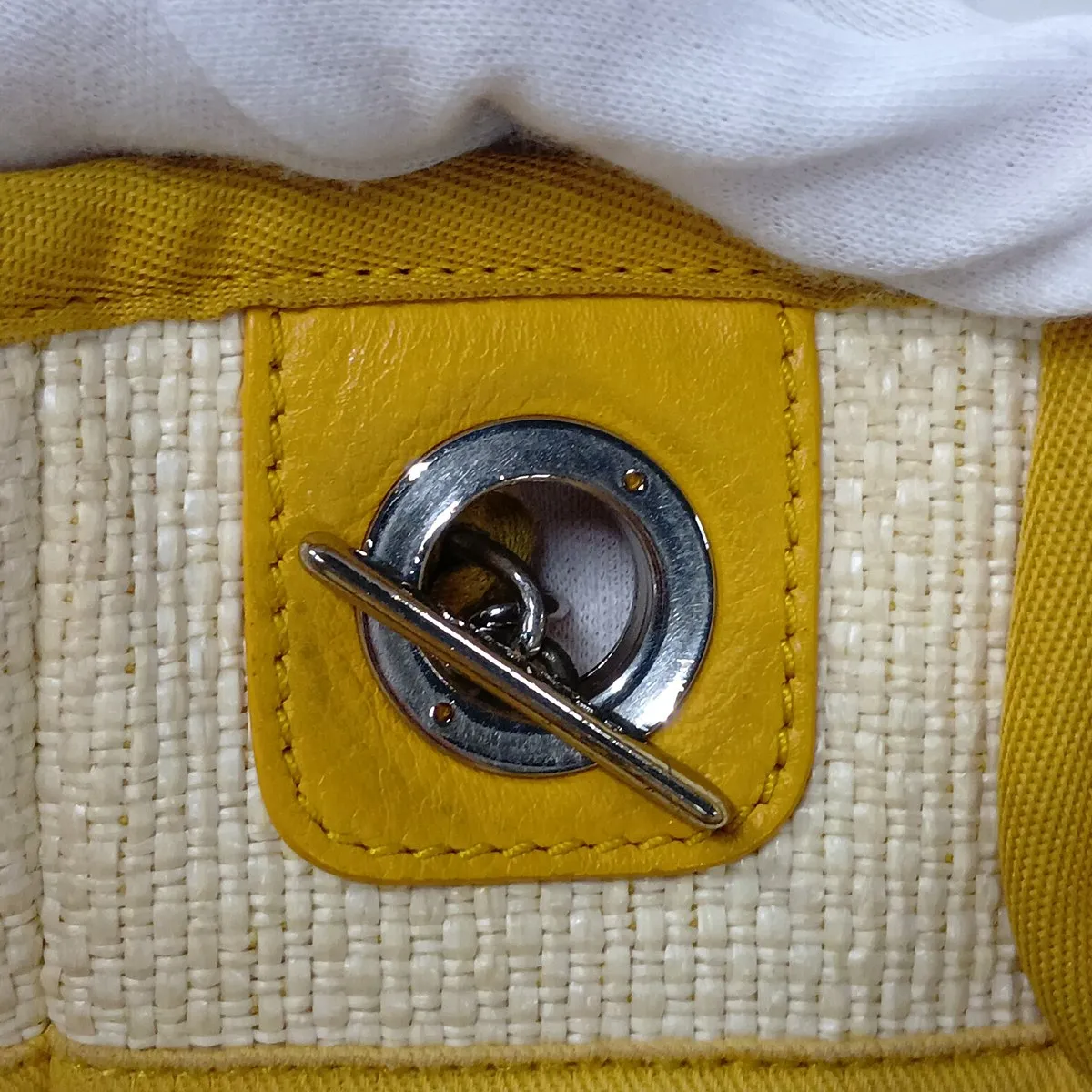 Deauville PM Canvas Chain Tote Bag, Yellow, Silver Hardware, 21908386, Serial Number 21 — view 11